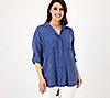 Side Stitch Roll Tab Tunic with Dropped Shoulders