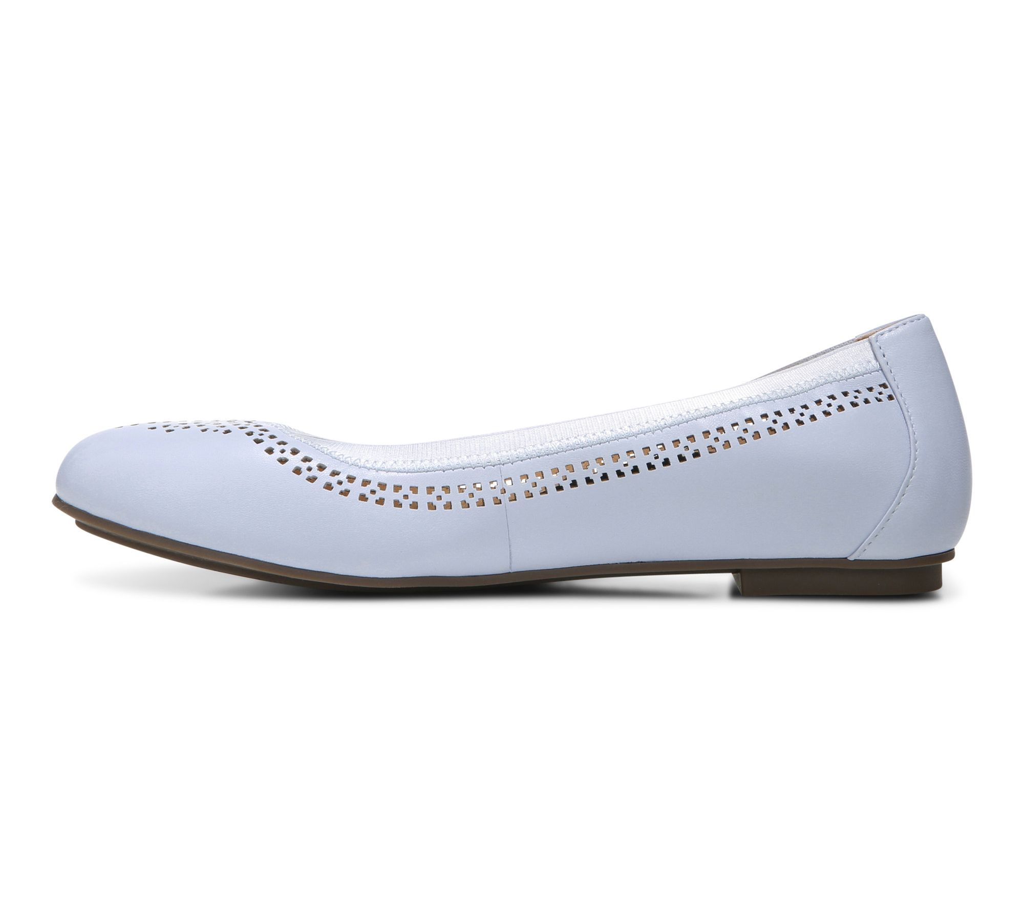 As Is Vionic Perforated Leather Ballet Flats Whisper