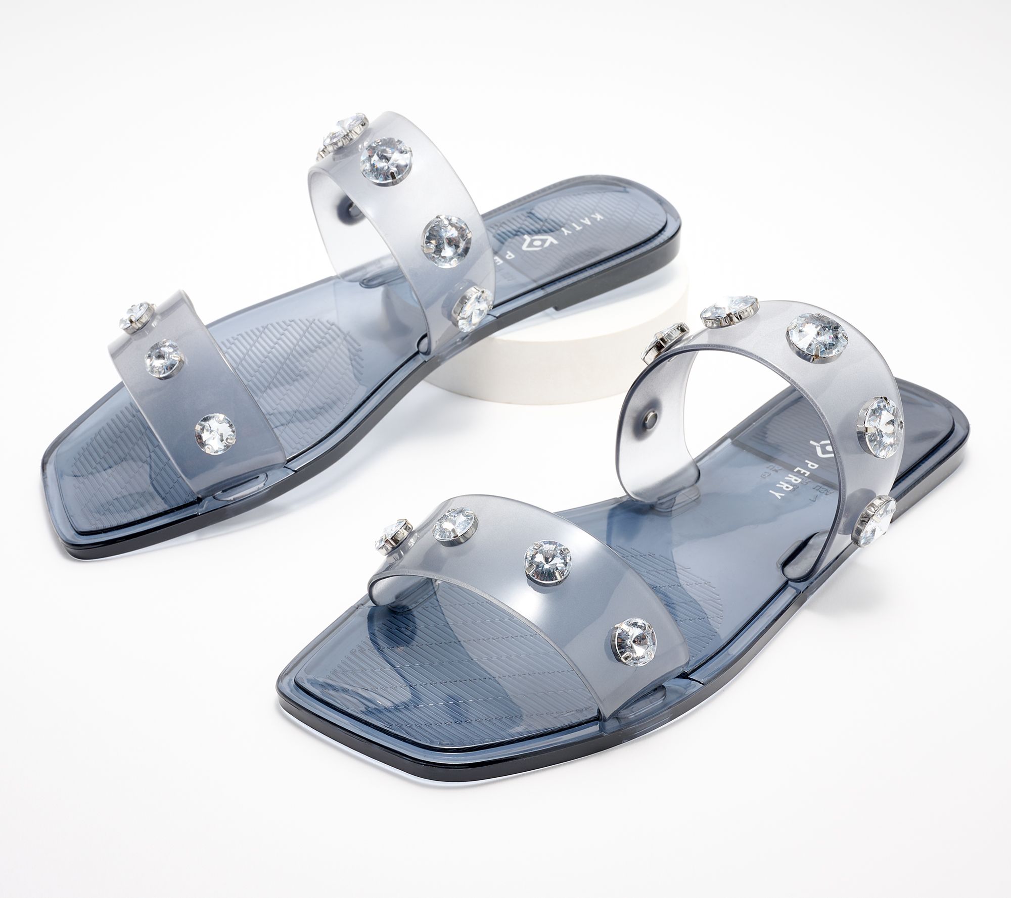 "As Is" Katy Perry Embellished Square Toe Slide Sandals