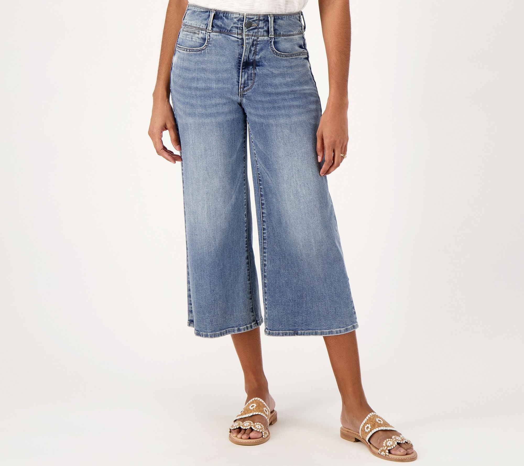 NYDJ Cool Embrace Wide Leg Denim Crop Jeans- Fantasy - QVC.com