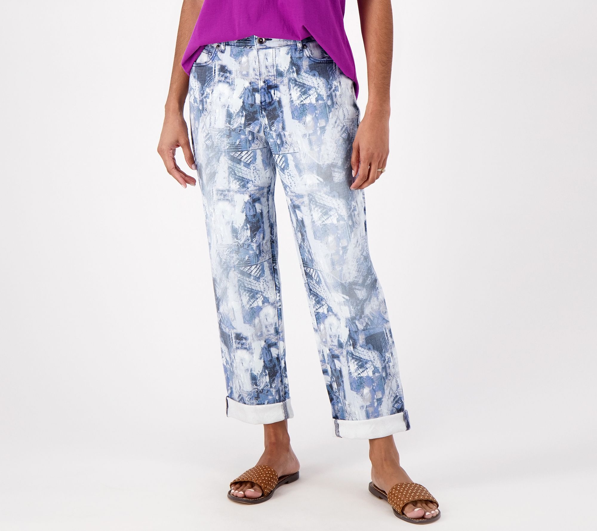 LOGO by Lori Goldstein Regular Printed Boyfriend Jeans