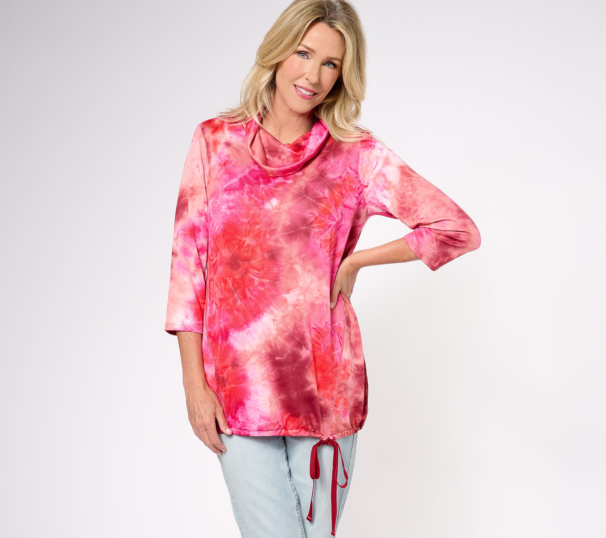 LOGO Lounge by Lori Goldstein Silky French Terry Cowl Neck Top