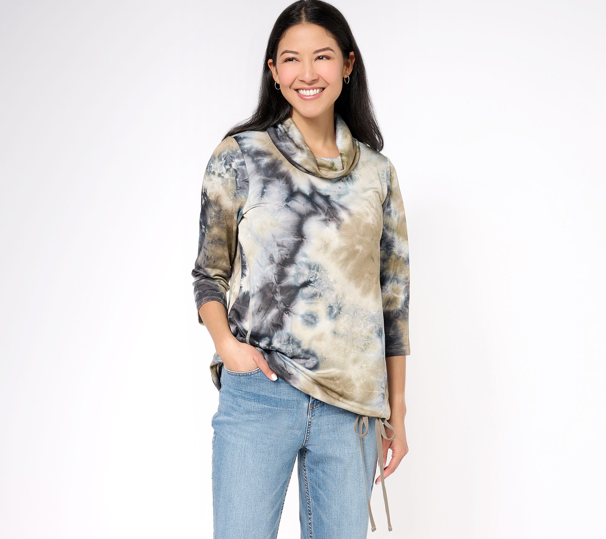 LOGO Lounge by Lori Goldstein Silky French Terry Cowl Neck Top