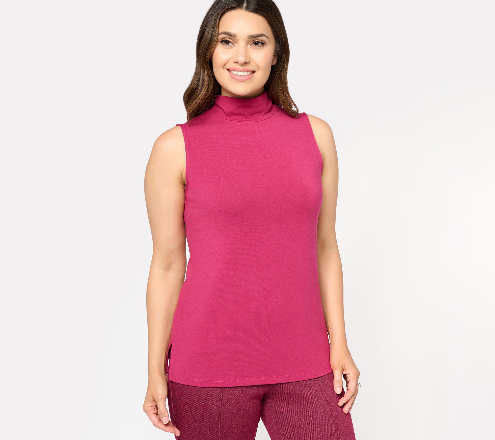 Isaac Mizrahi Live! Solid or Printed Mock Neck Top