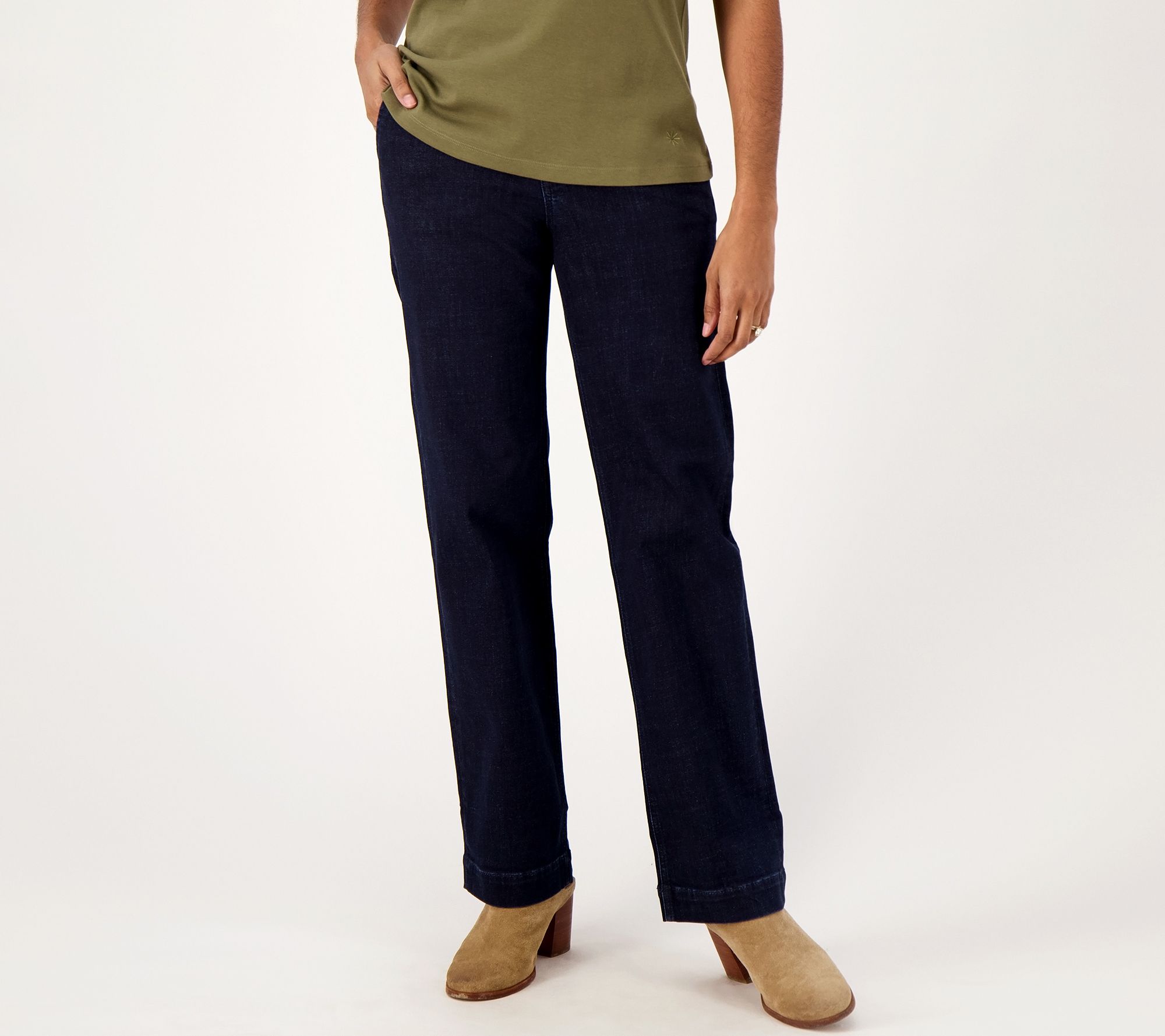 "As Is" Denim & Co. Regular Easy Stretch Denim Straight Leg Jean