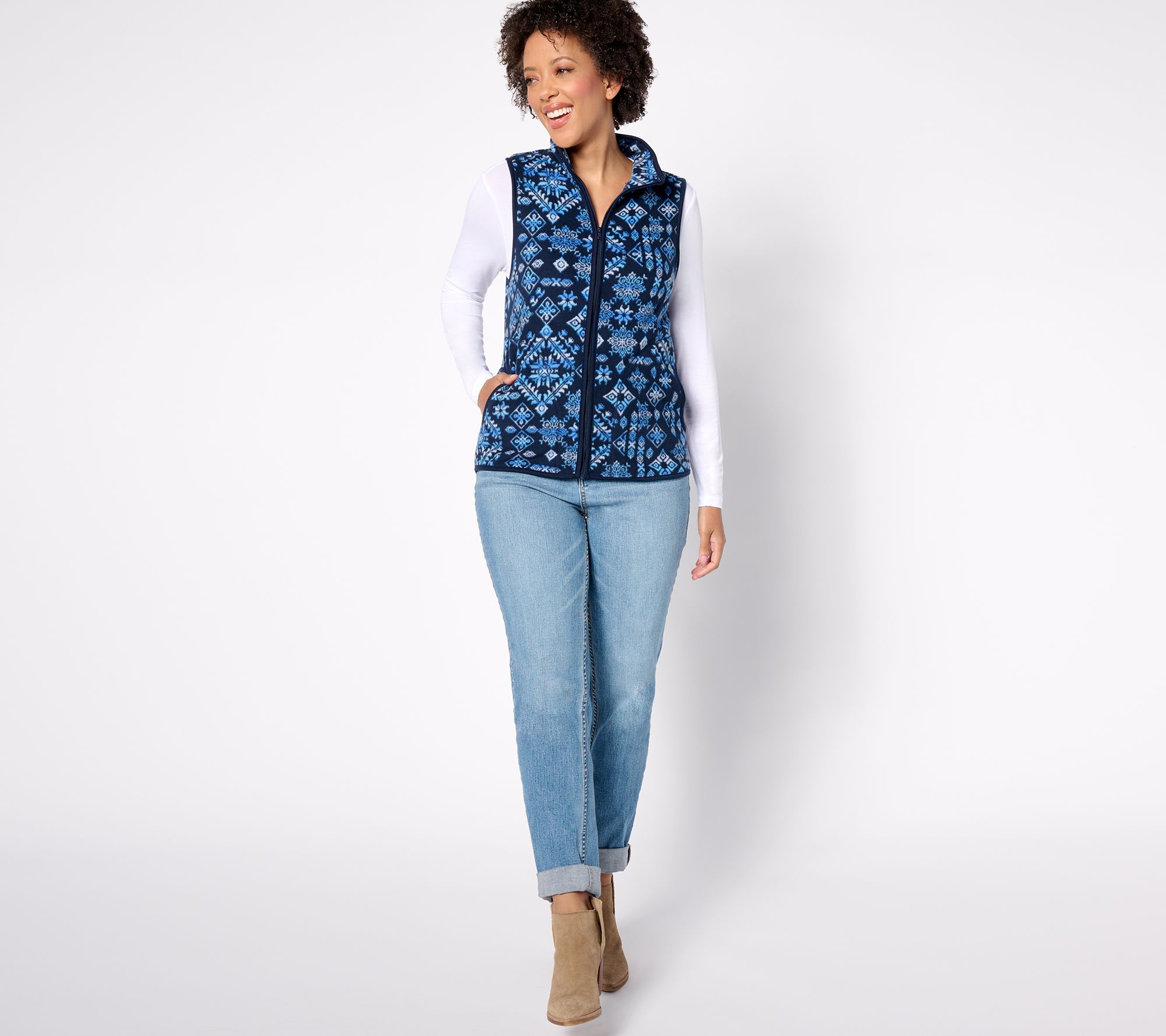 Cuddl Duds Fleece with Stretch Zippered Vest with Pockets - QVC.com