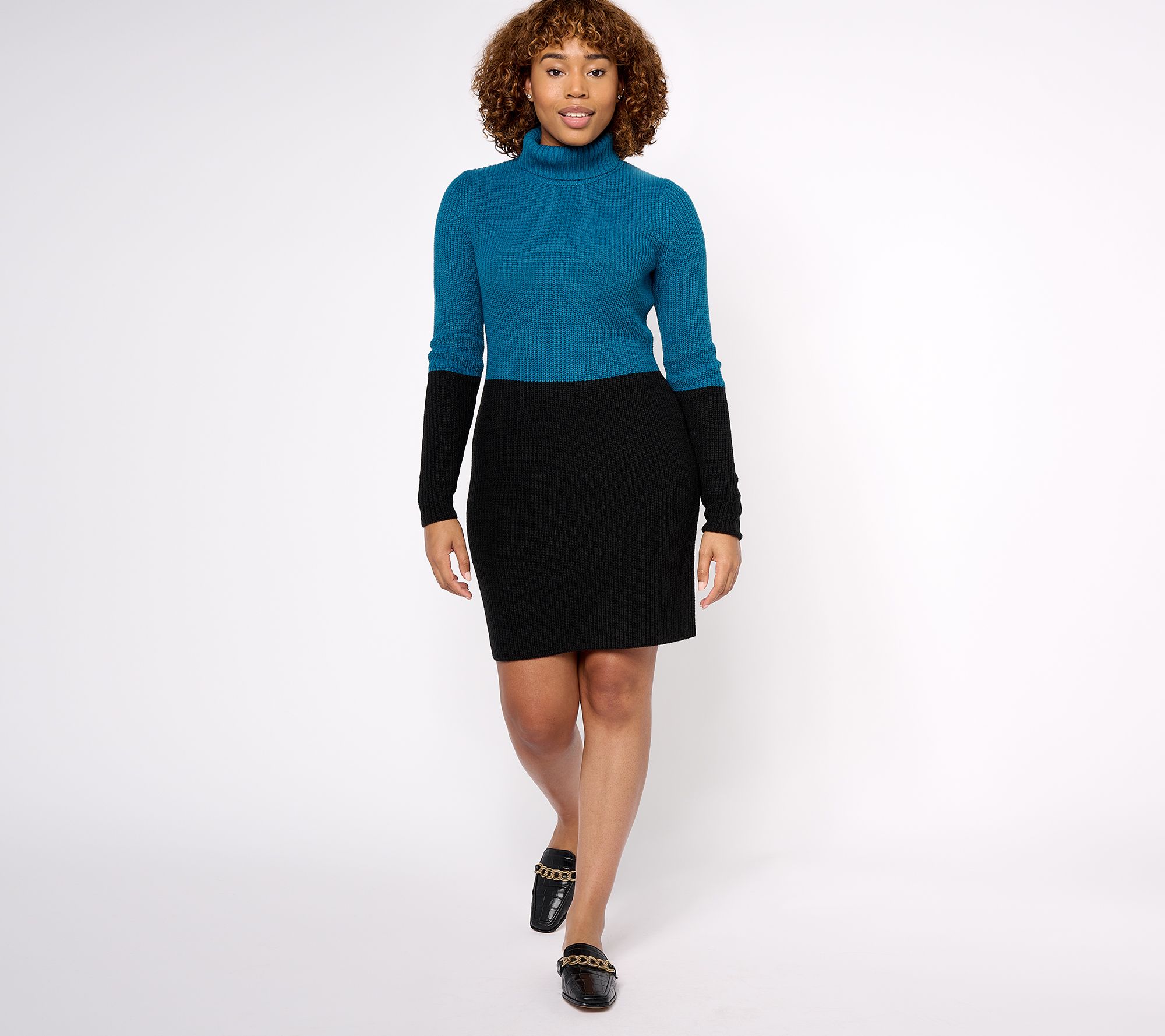 Belle by Kim Gravel Color Block Shaker Knit Sweater Dress