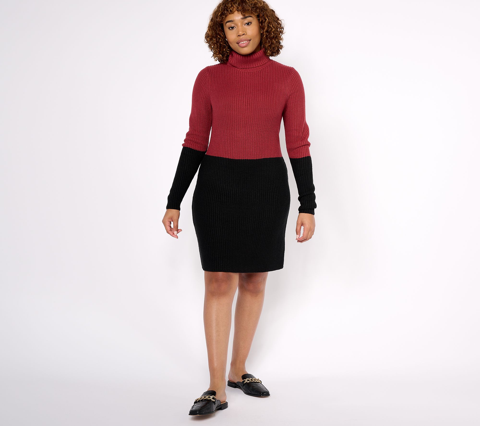 Belle by Kim Gravel Color Block Shaker Knit Sweater Dress