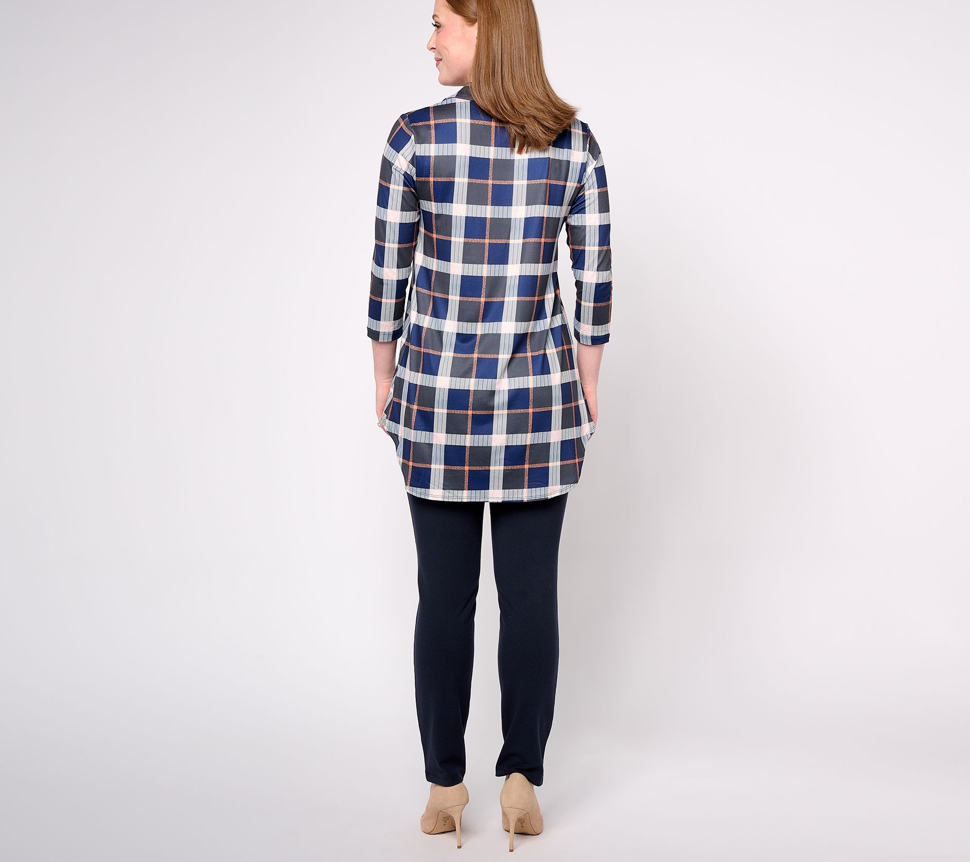 Women with Control Petite Plaid Tunic with Cotton Jersey Pant Set - QVC.com