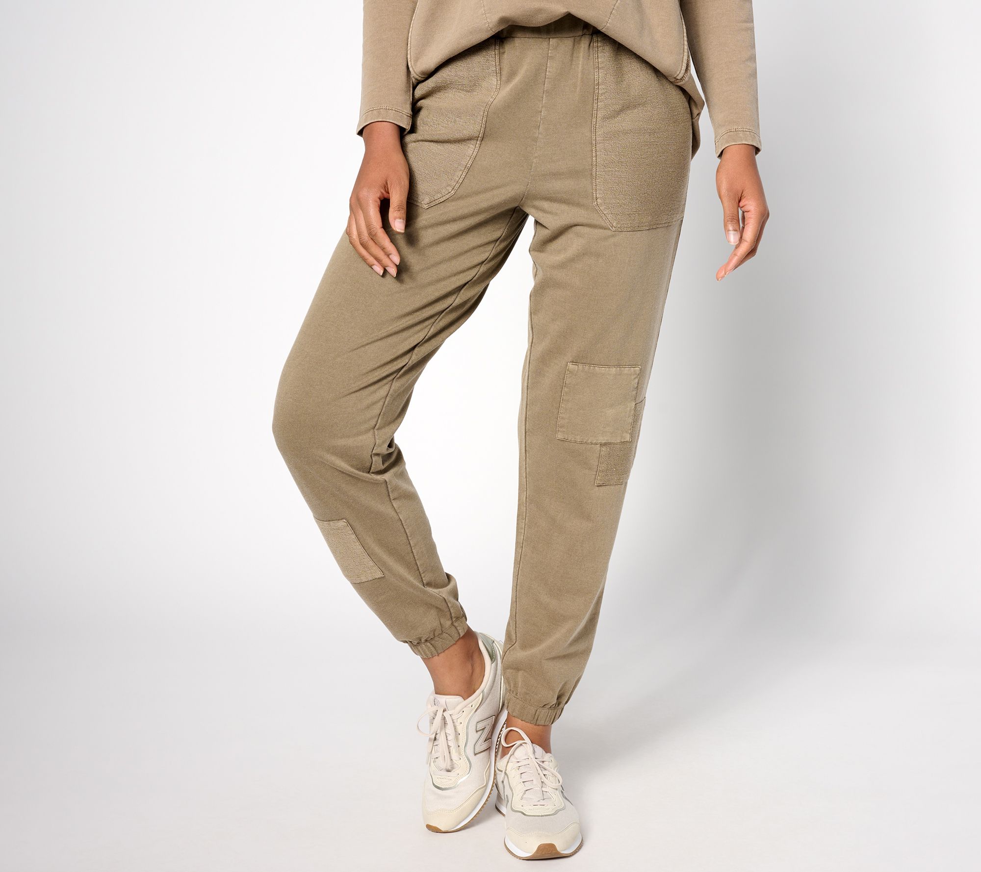 LOGO Life by Lori Goldstein Petite Pull-On Joggers with Patches - QVC.com