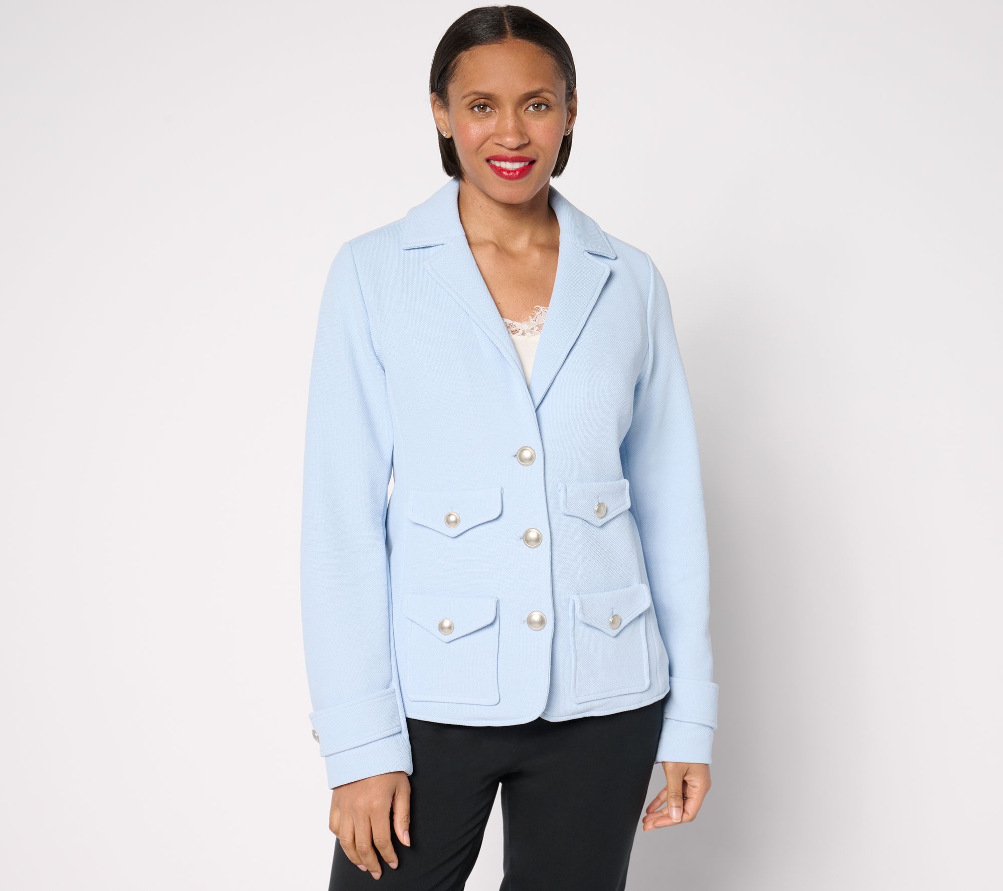 Joan Rivers Red Carpet Stretch Pique Button-Front Blazer