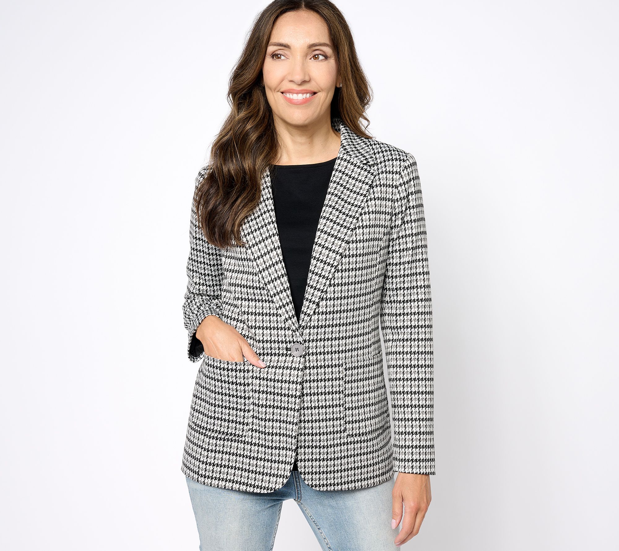 "As Is" GRAVER Susan Graver Petite Jacquard Knit Blazer
