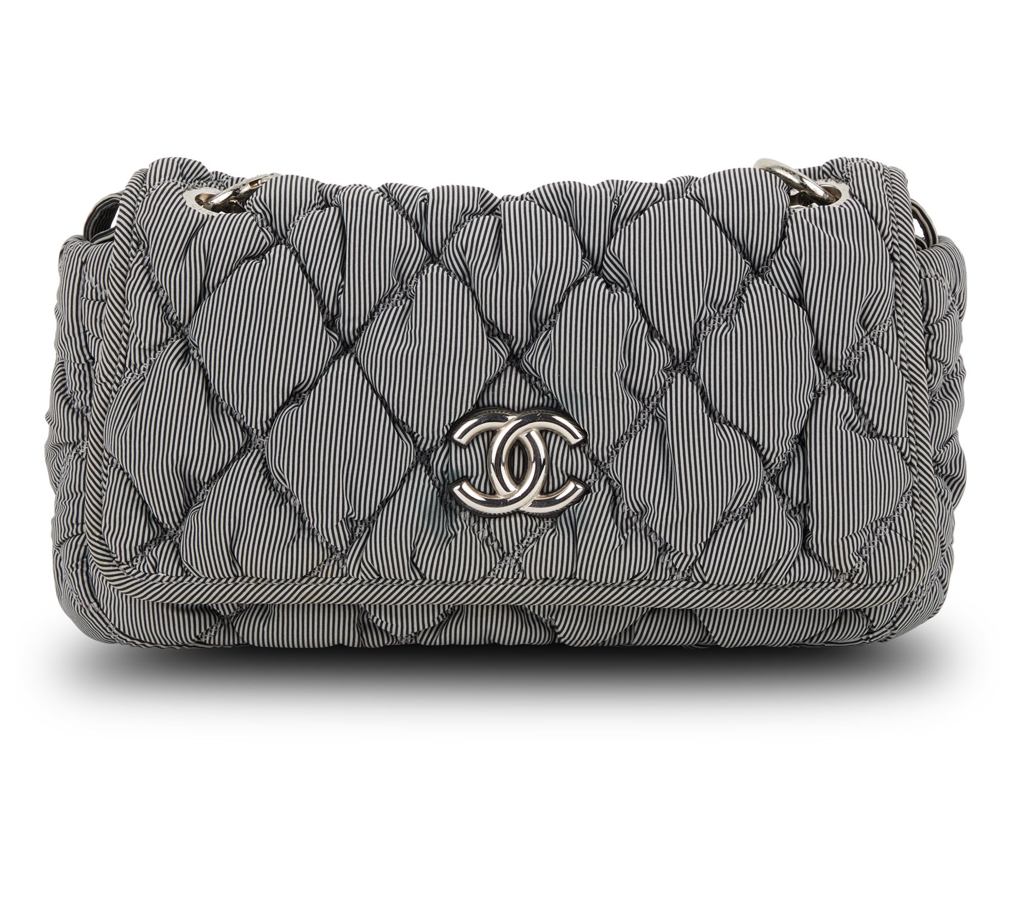 Chanel Striped Nylon Handbag in Black | One | Lord & Taylor