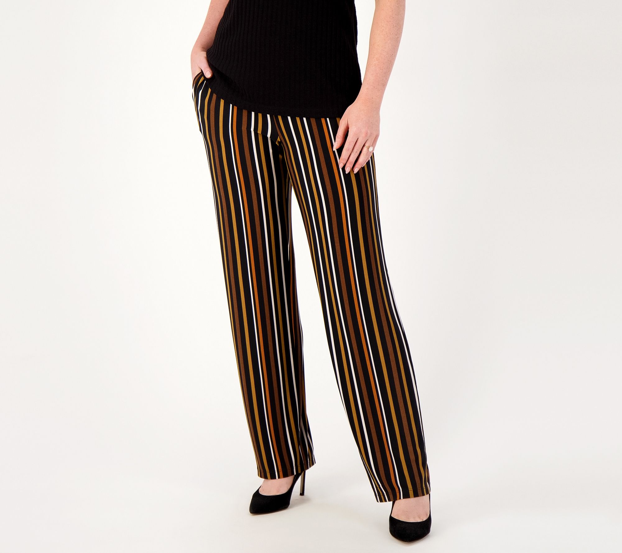 "As Is" Susan Graver Petite Printed Liquid Knit Straight Leg Pants