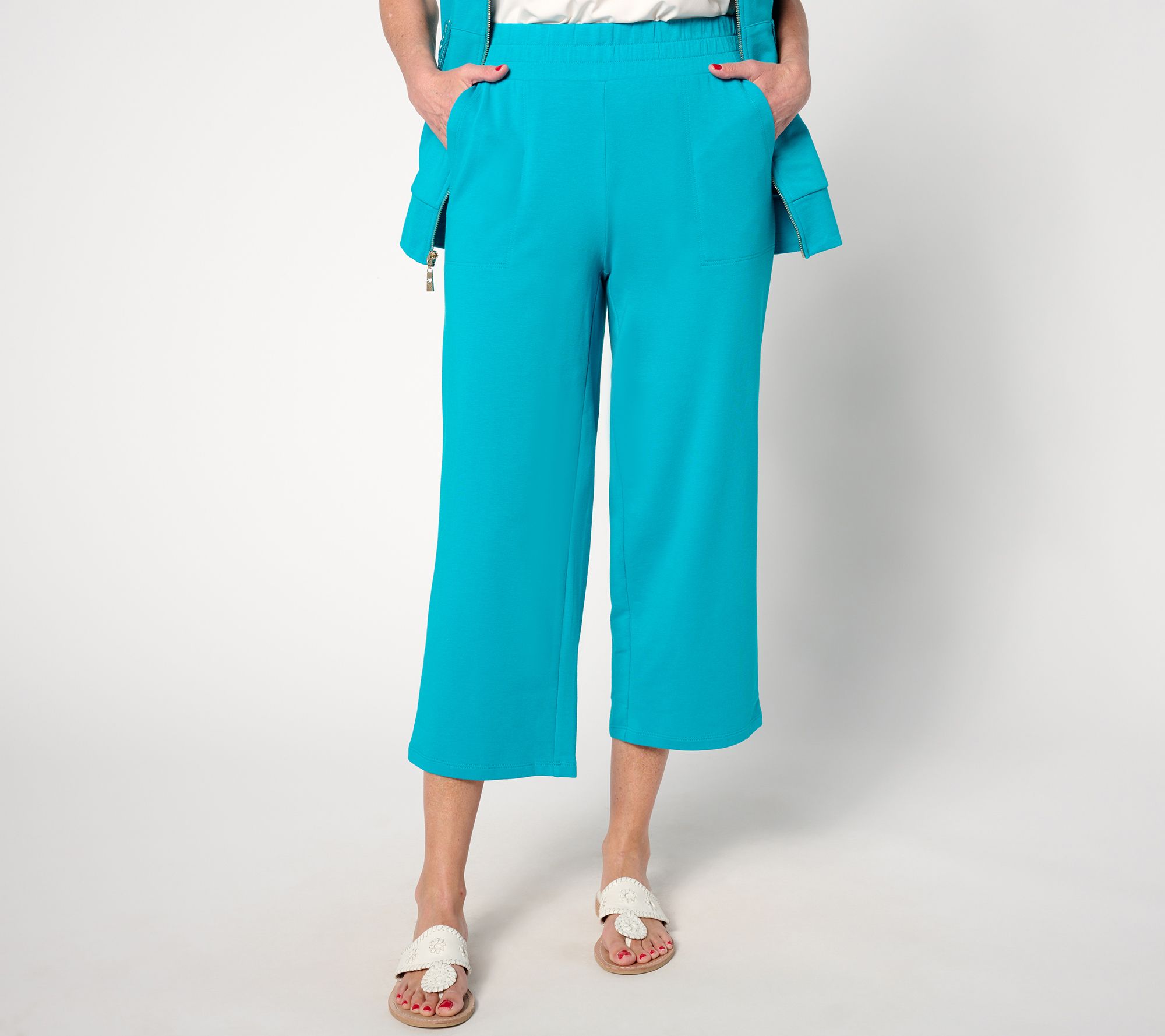 Belle Beach by Kim Gravel Regular French Terry Cropped Pant