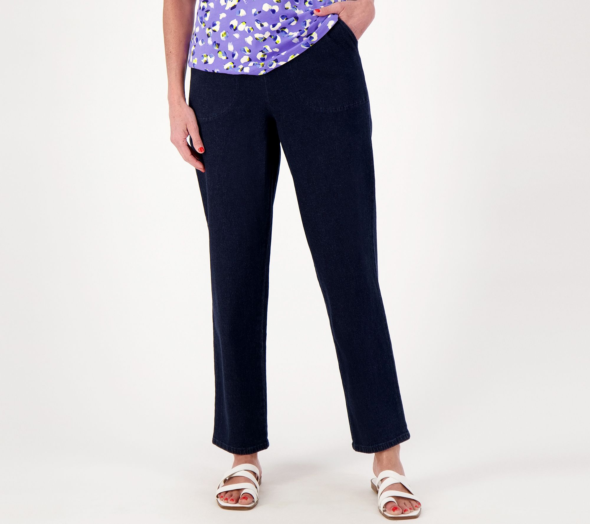 Denim & Co. Active Printed or Solid Duo Stretch Tall Pant w/ Pocket