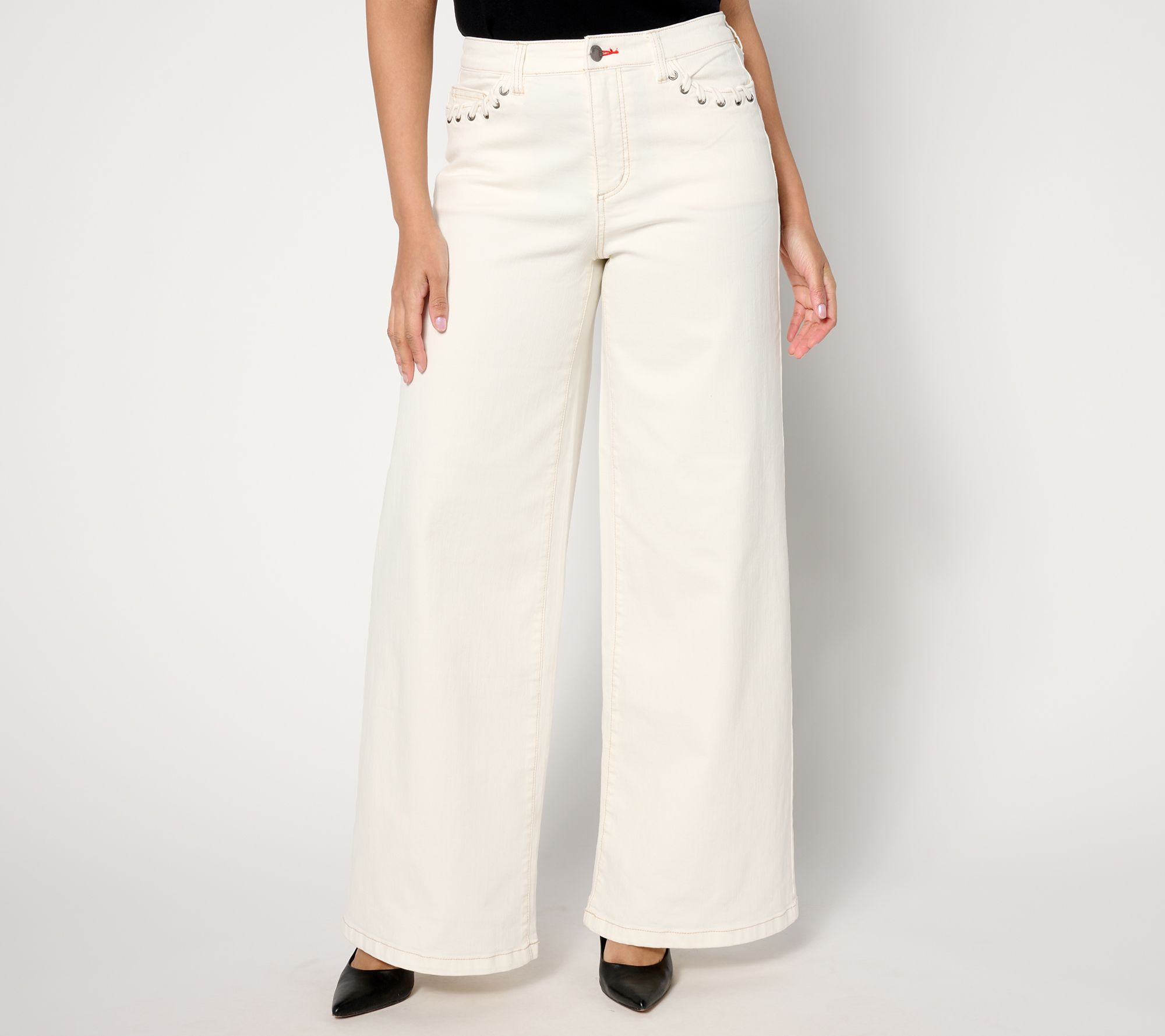 "As Is" Peace Love World Regular Wide Leg Drape Denim Jeans