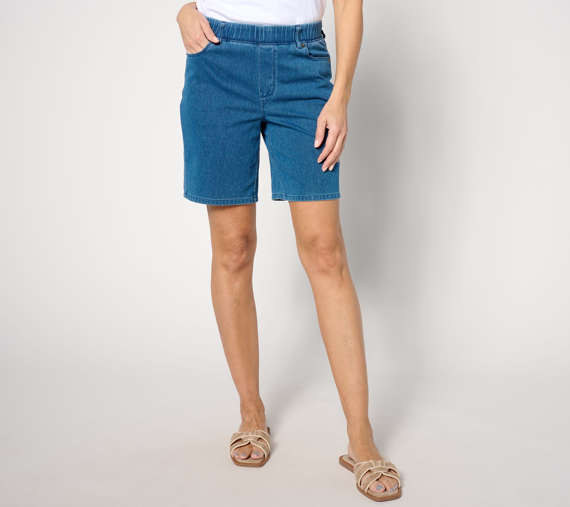 "As Is" Denim & Co. Regular Comfy Knit Air Cargo Shorts