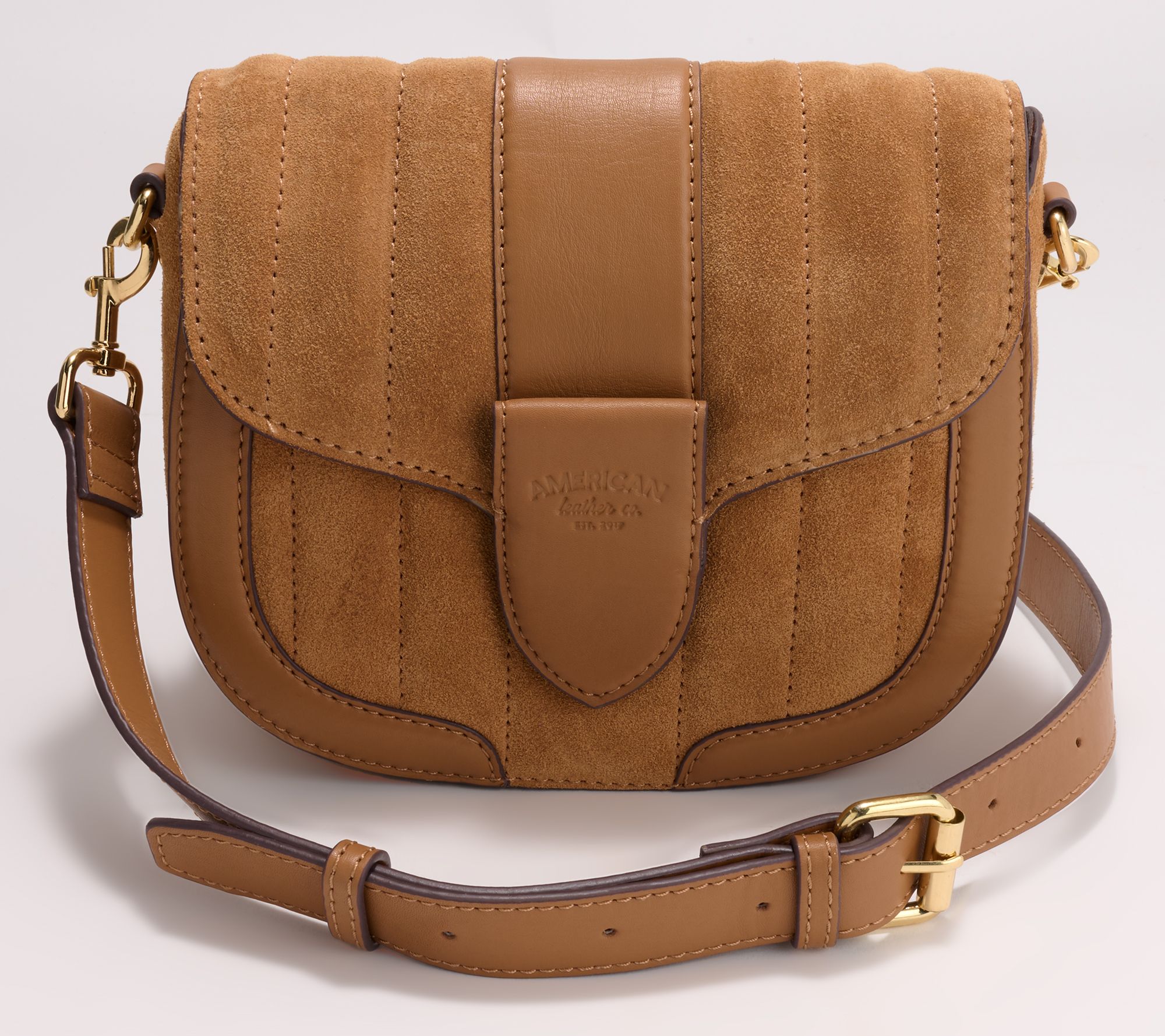 American Leather Co. Aiken Flap Top Suede Crossbody
