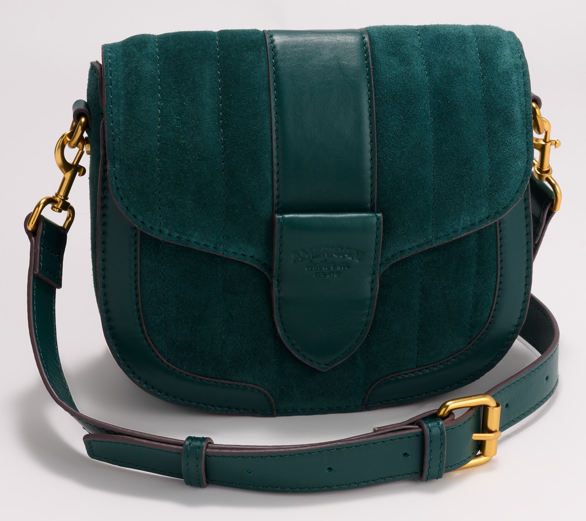 American Leather Co. Aiken Flap Top Suede Crossbody