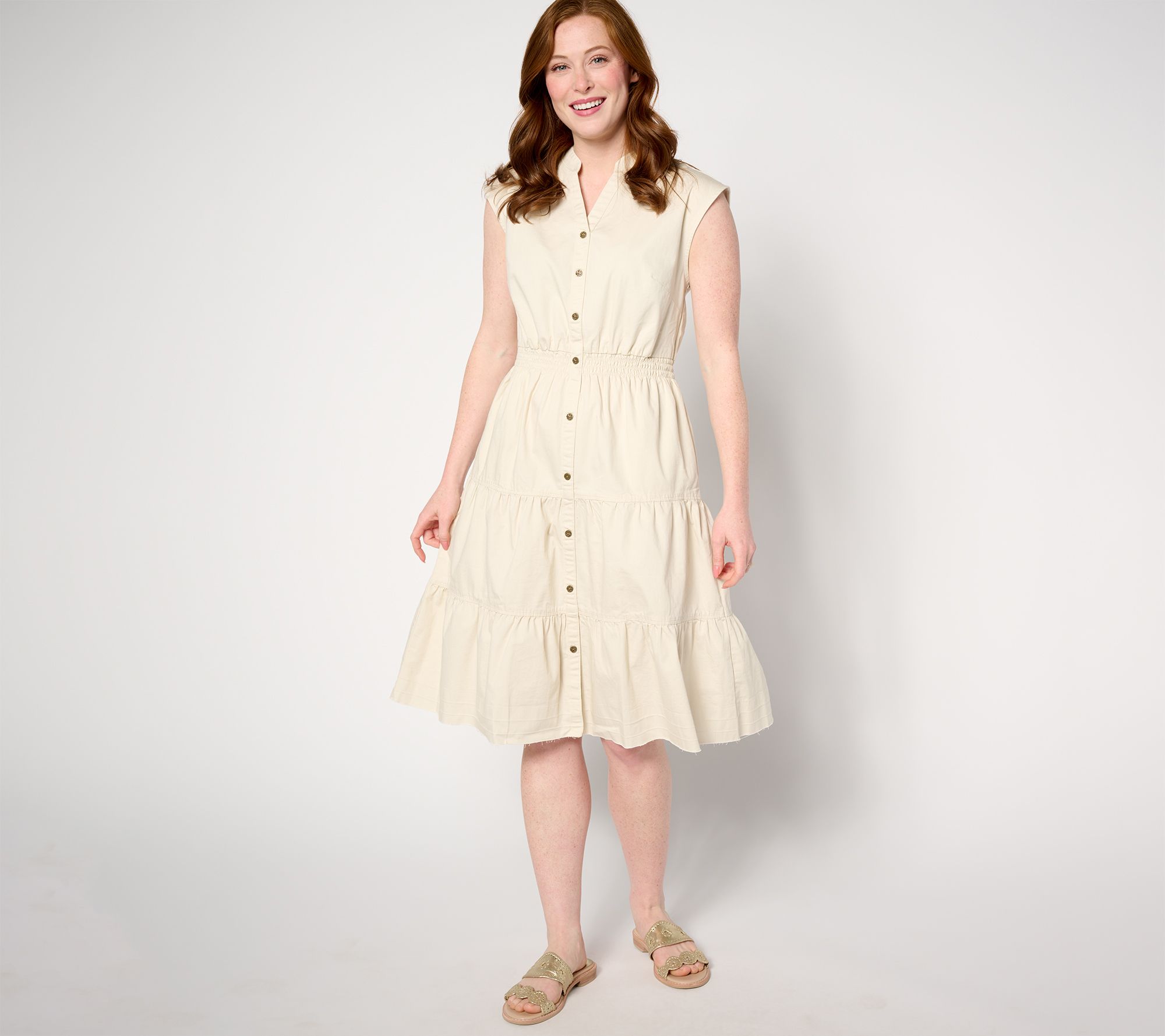 As Is" Denim & Co. Canyon Retreat Smocked Waist Denim Dress- Colors - QVC .com