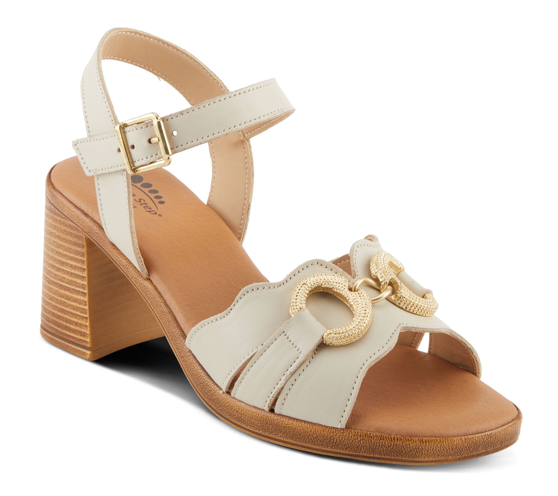 Spring Step Leather Stacked Heel Sandals - Sardinia
