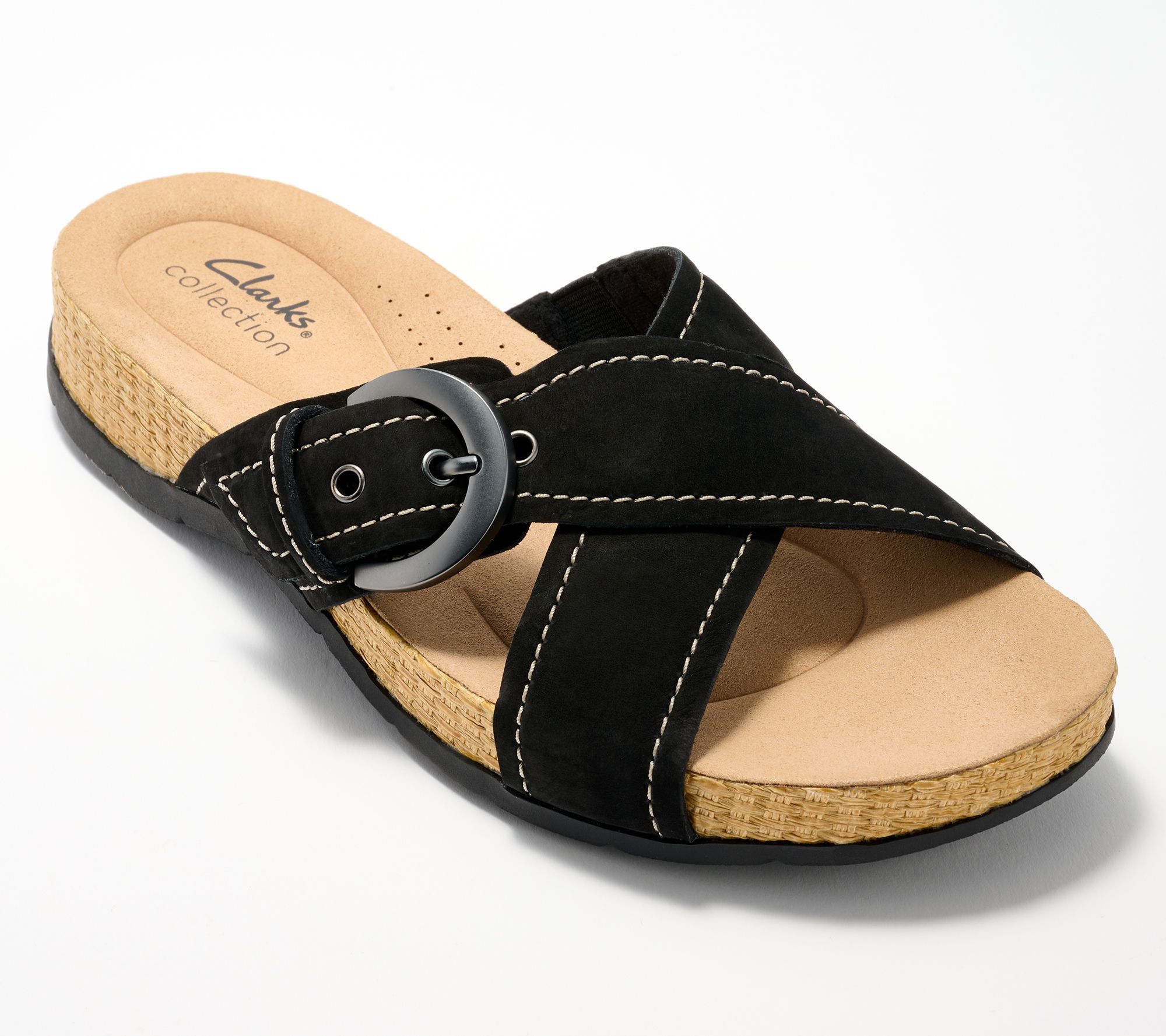 "As Is" Clarks Collection Leather Slide Sandals- Reileigh May
