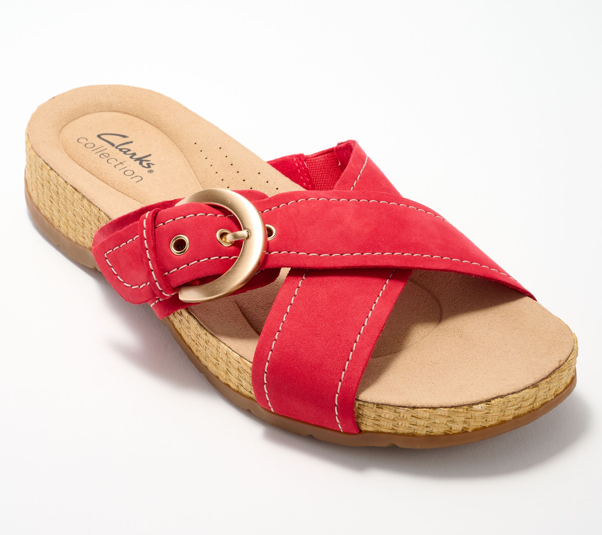"As Is" Clarks Collection Leather Slide Sandals- Reileigh May