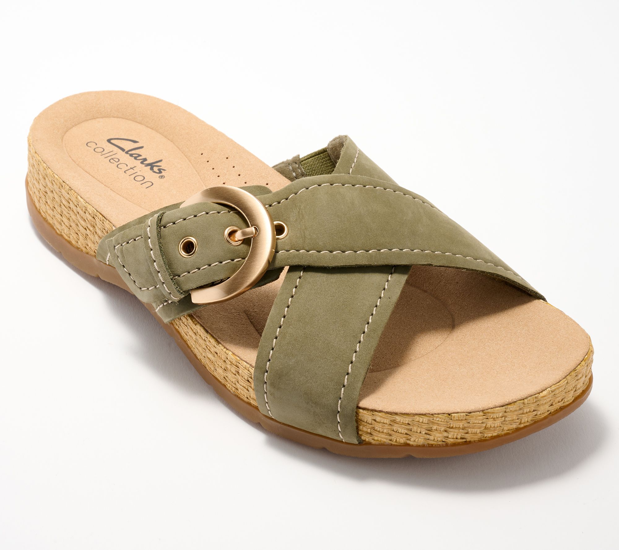 "As Is" Clarks Collection Leather Slide Sandals- Reileigh May