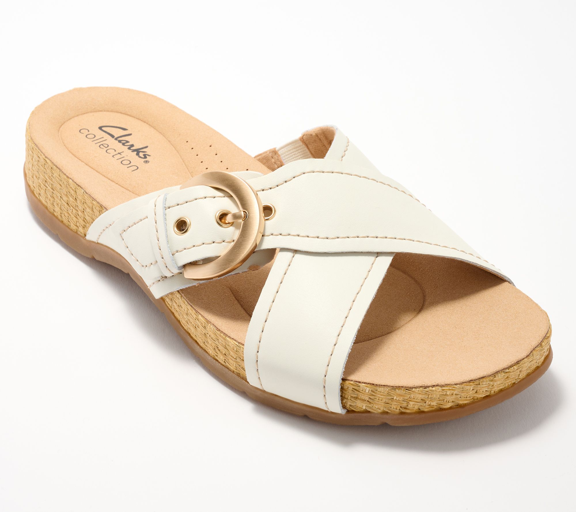 "As Is" Clarks Collection Leather Slide Sandals- Reileigh May