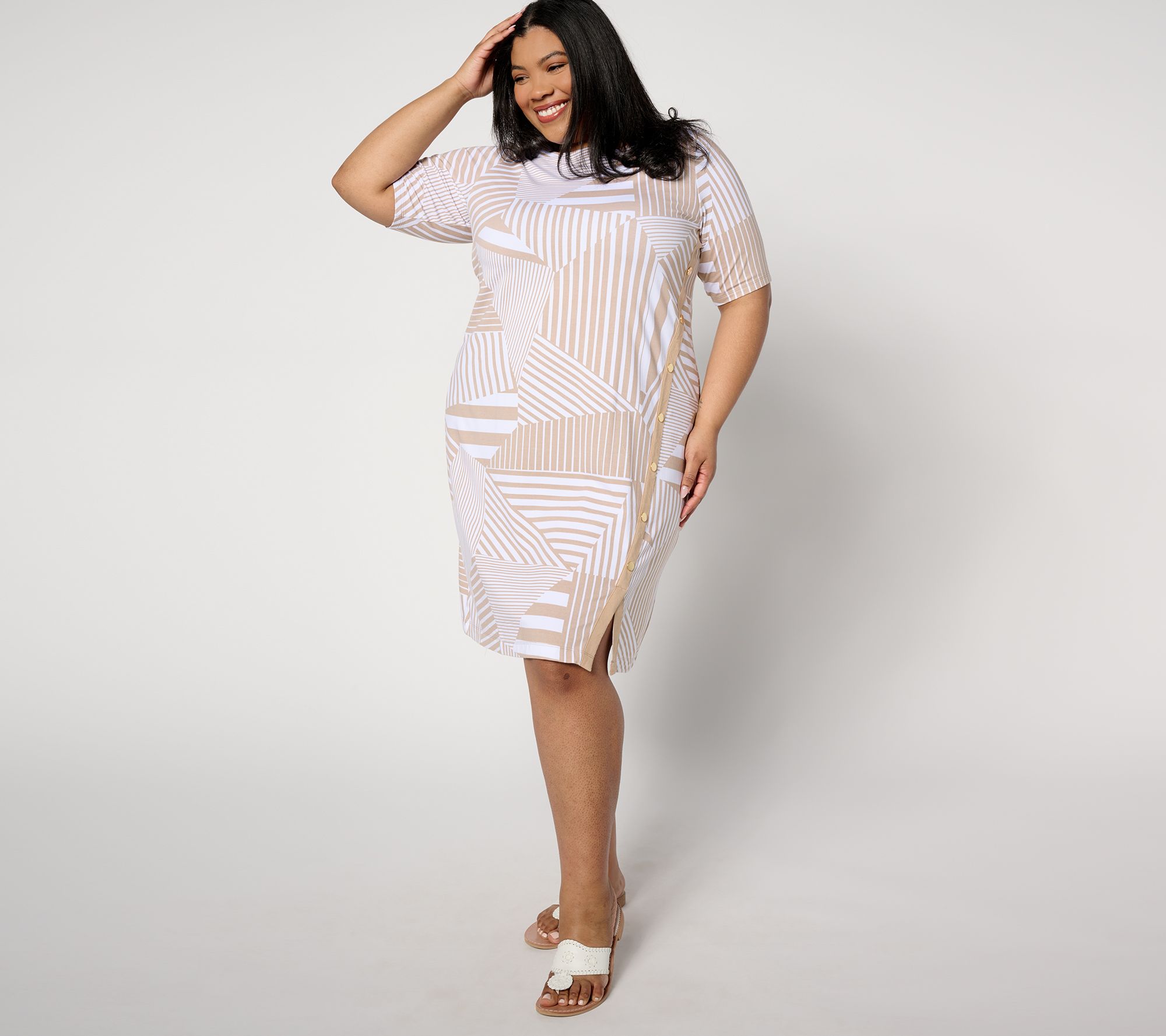 White Snap Dresses QVC