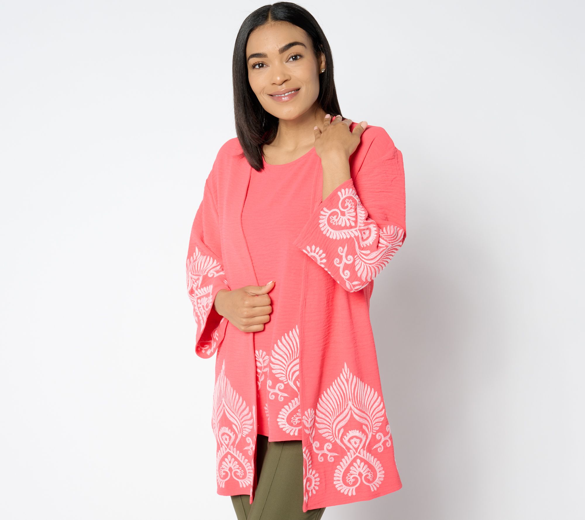 "As Is" Attitudes by Renee Embroider Long Sleeve Cardigan