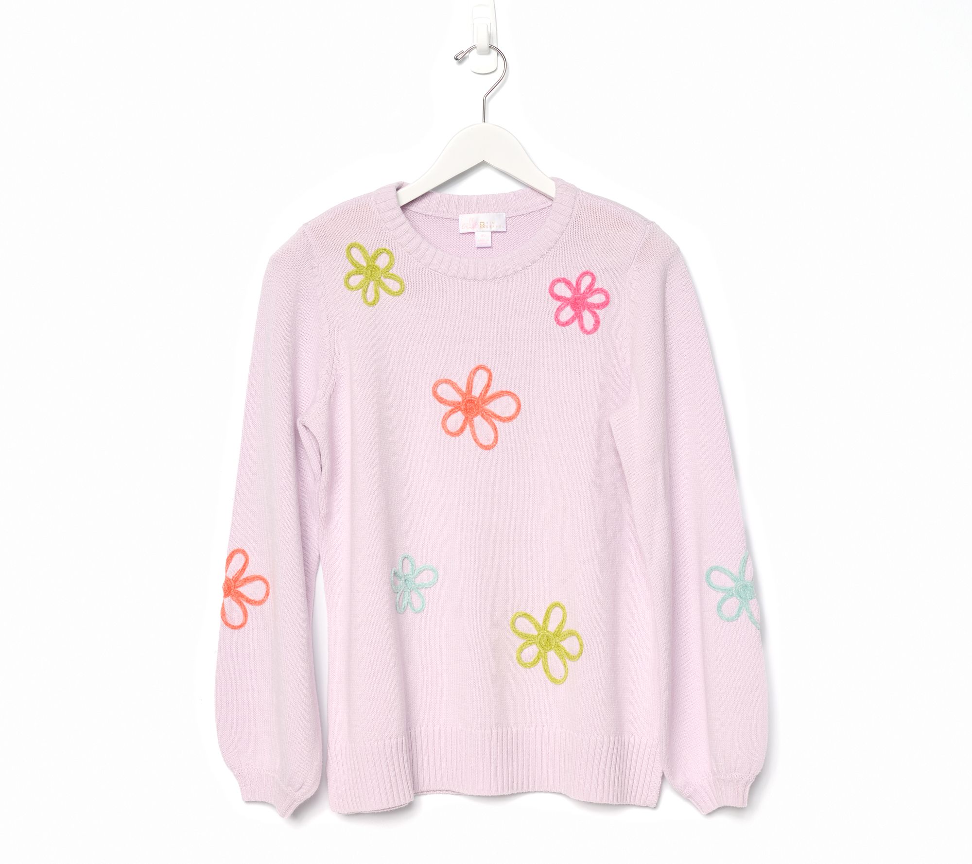 Belle by Kim Gravel Femme Flowers Chenille Daisy Sweater