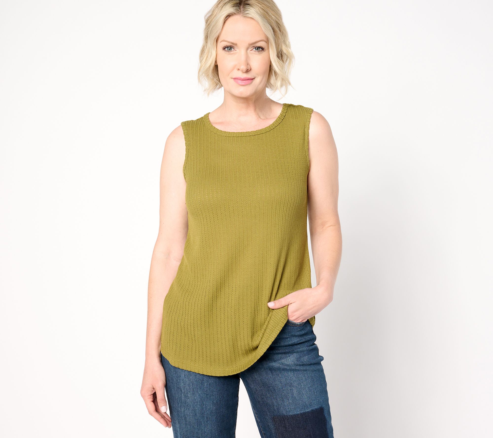 "As Is" LOGO Layers by Lori Goldstein Crew Neck Shirtail Tank