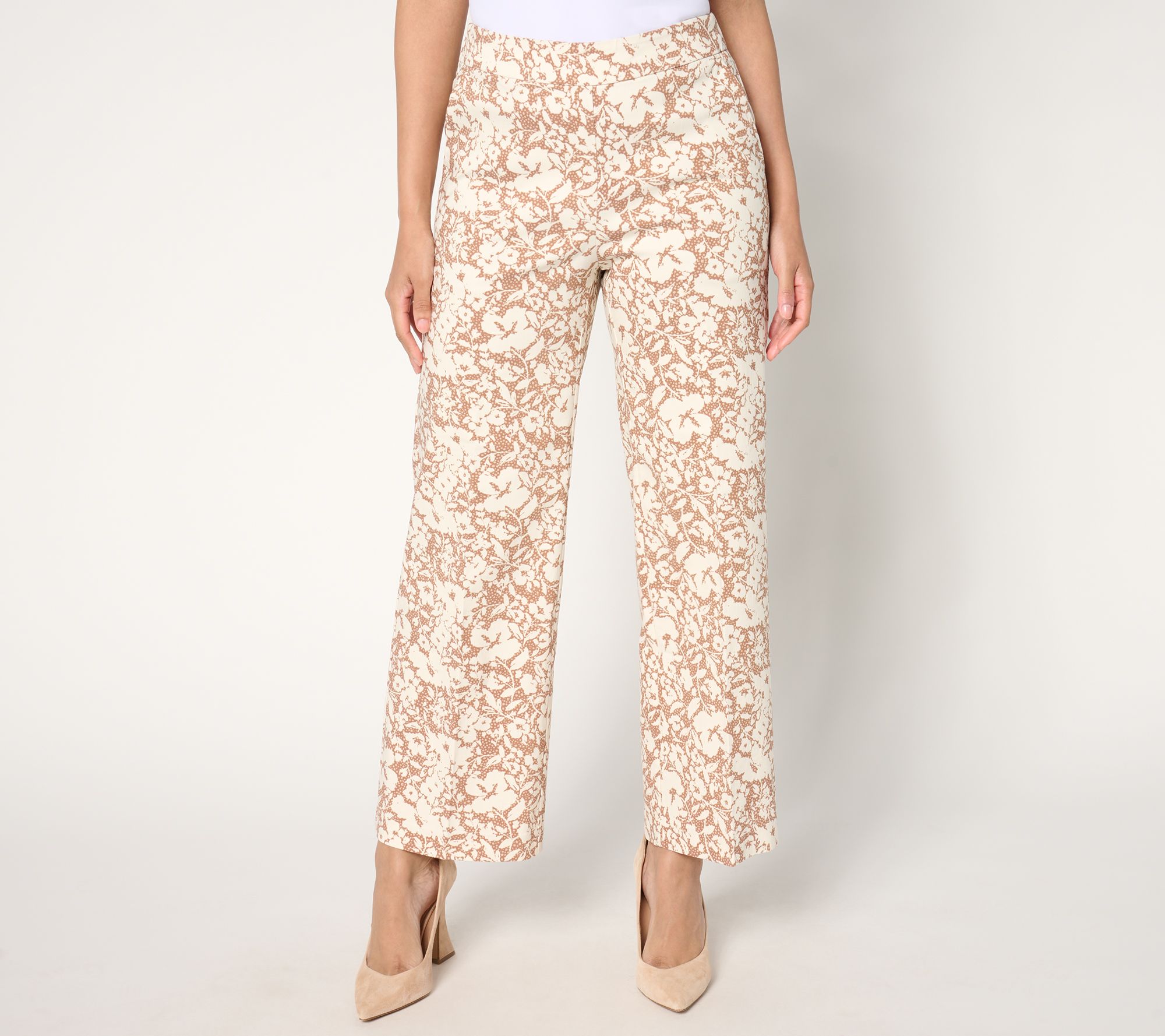 Isaac Mizrahi Live! Regular Printed Stretch Twill Wide Leg Ankle Pants