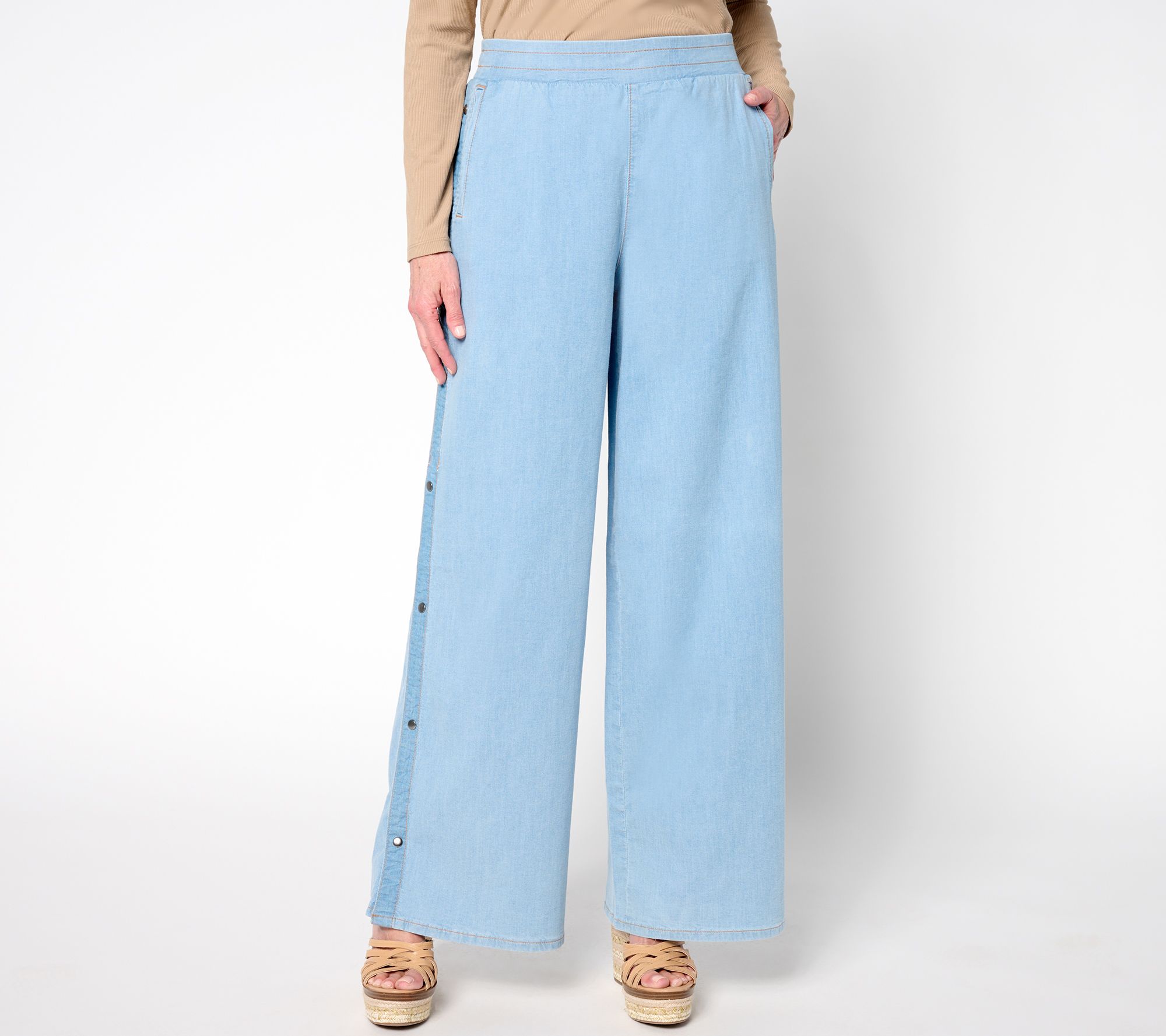  Peace Love World Petite Snap Side Full Length Denim Pant