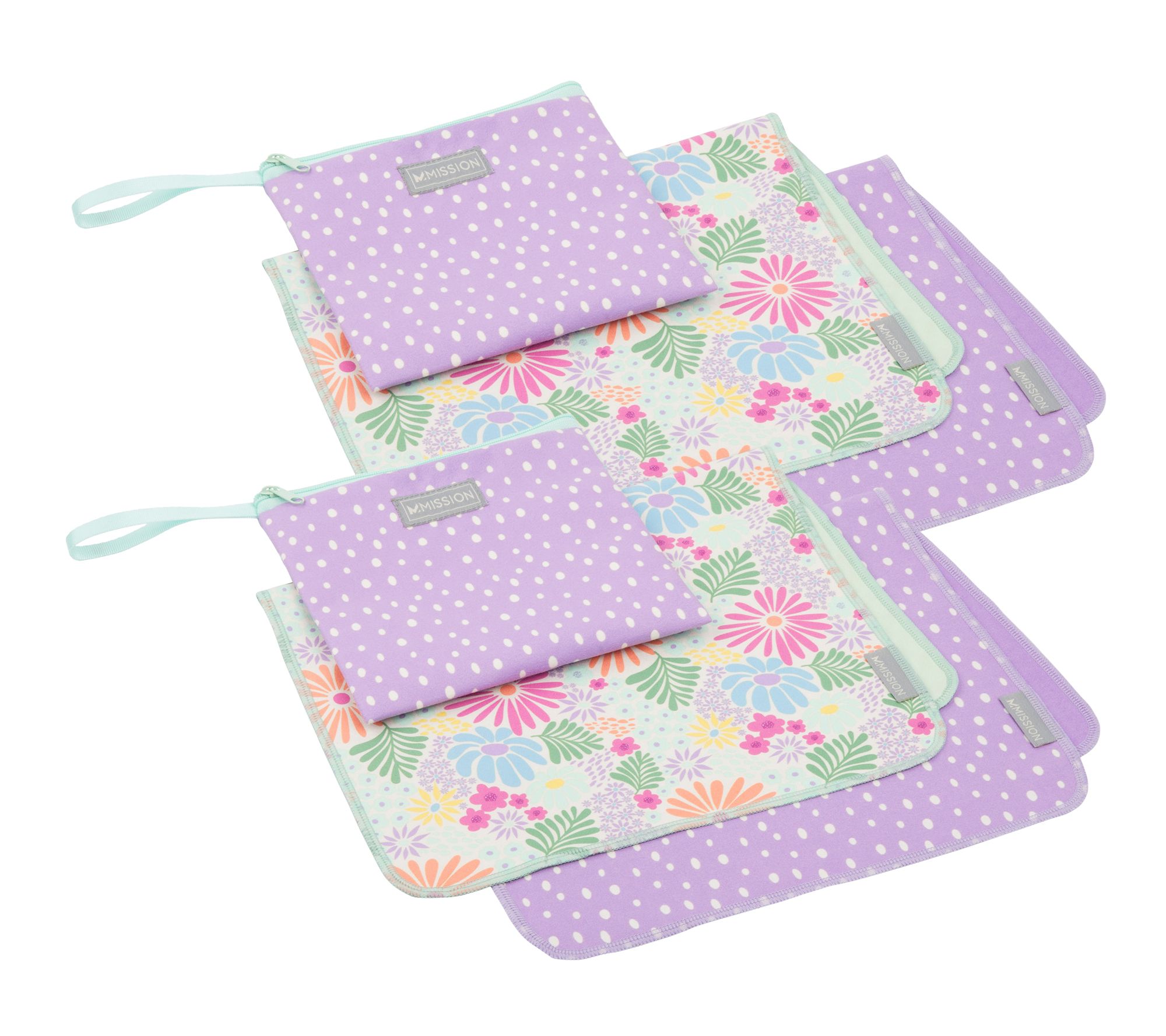MISSION Set of 4 Cooling Towels With 2 Travel Pouches