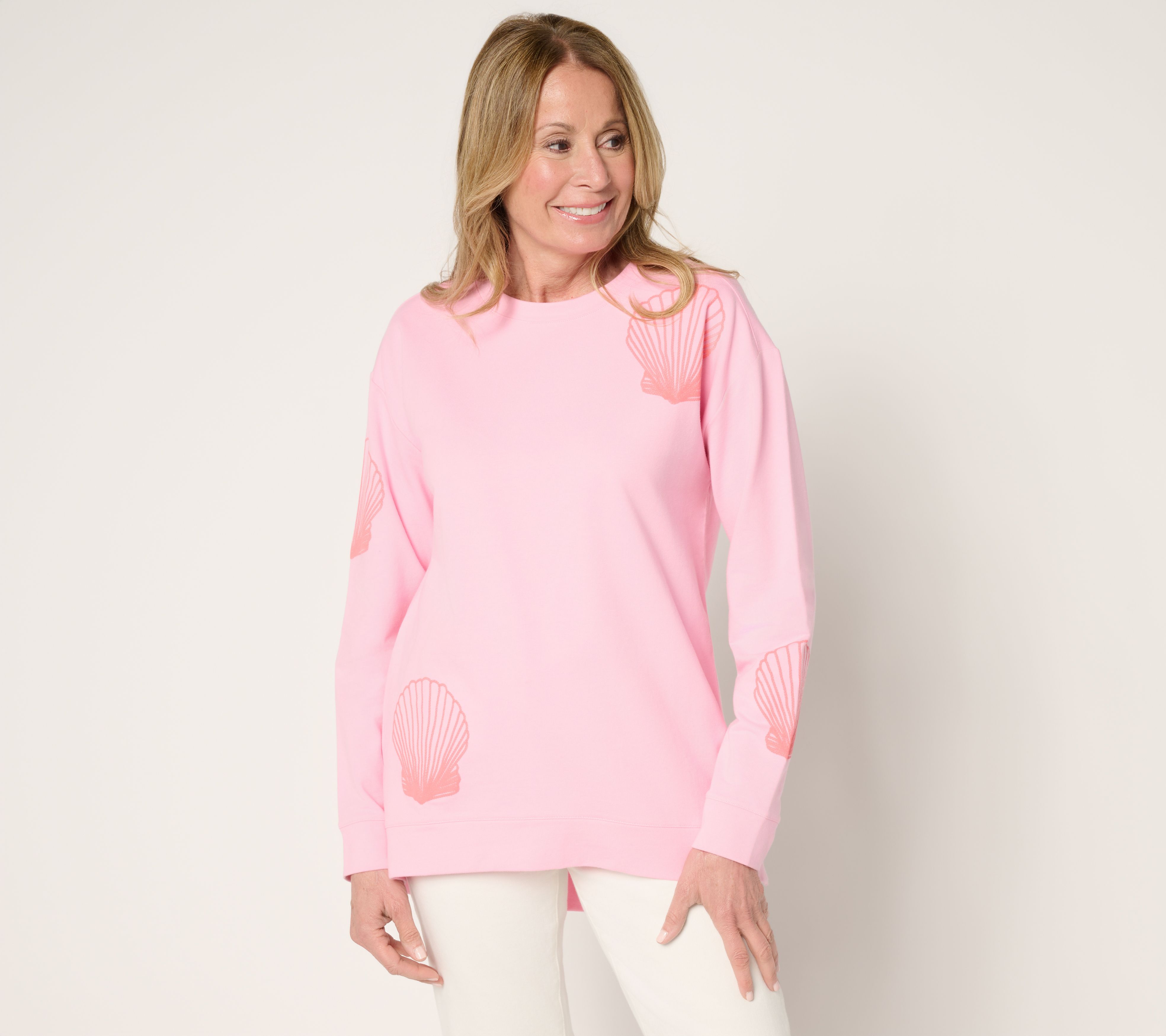 Denim & Co. French Terry Crew Neck Puff Print Pullover