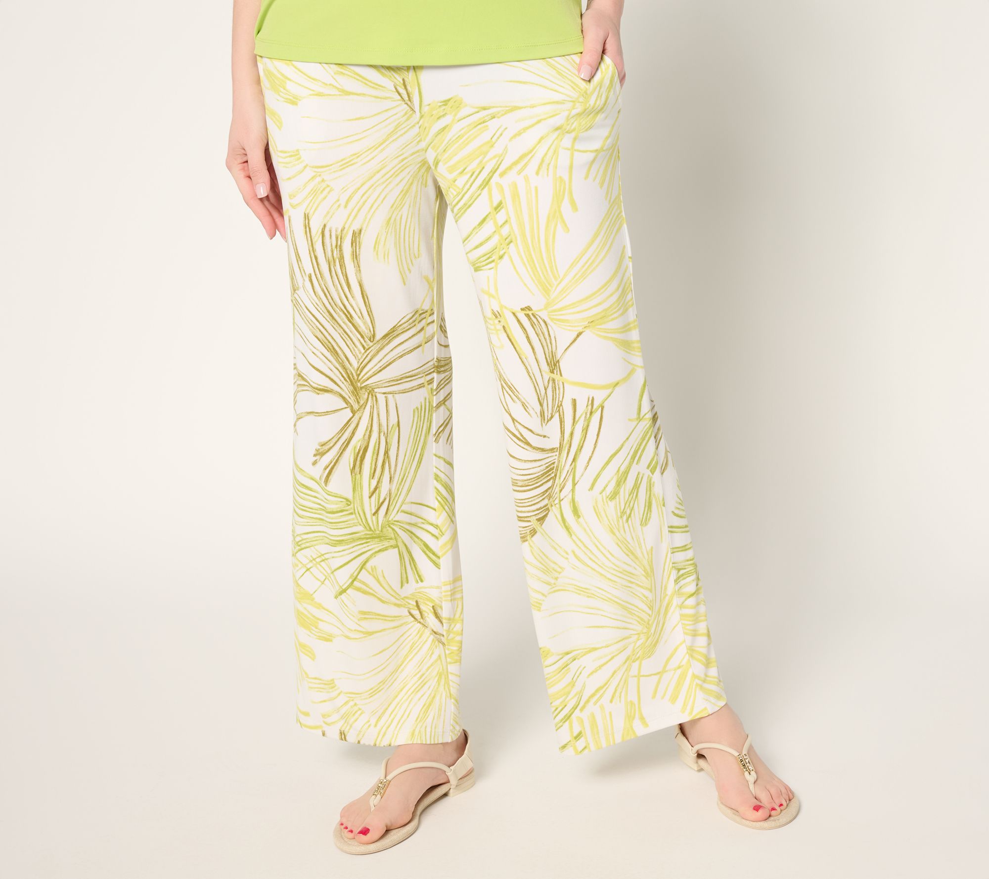 Susan Graver Passport Petite Liquid Knit Wide Leg Ankle Pants