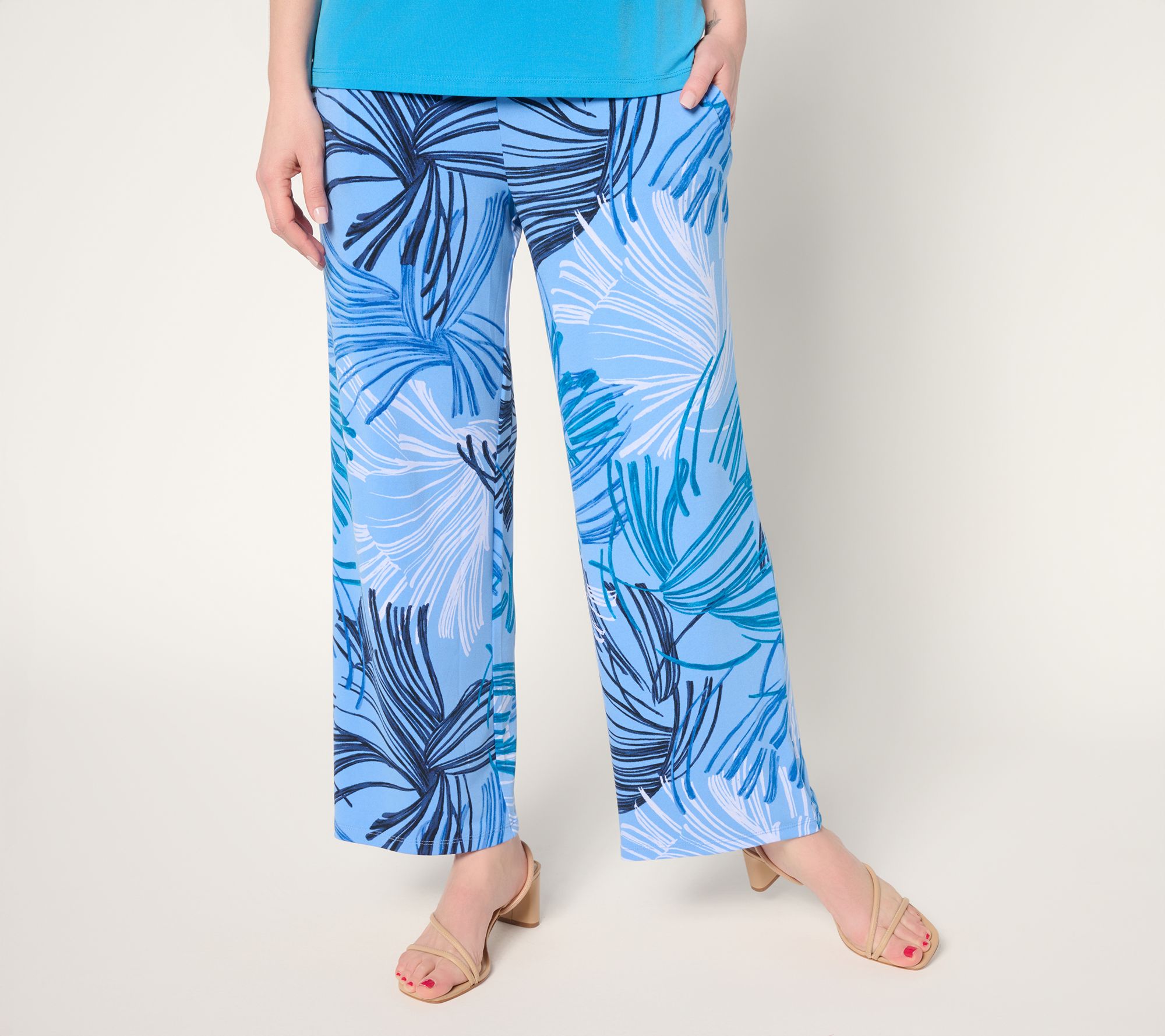 Susan Graver Passport Petite Liquid Knit Wide Leg Ankle Pants