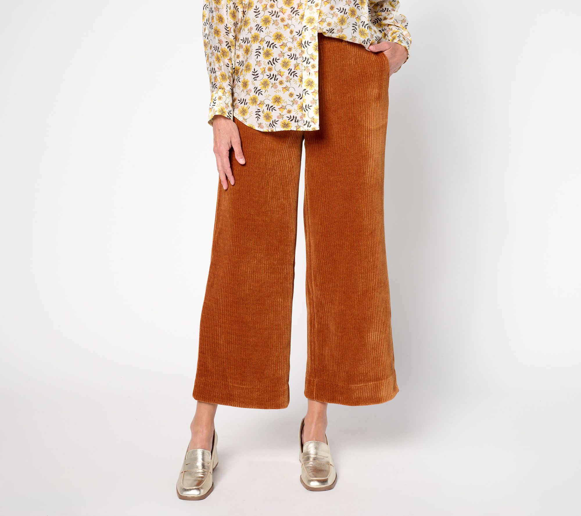 "As Is" by Stacy London Petite Stretch Corduroy Wide Leg Pants