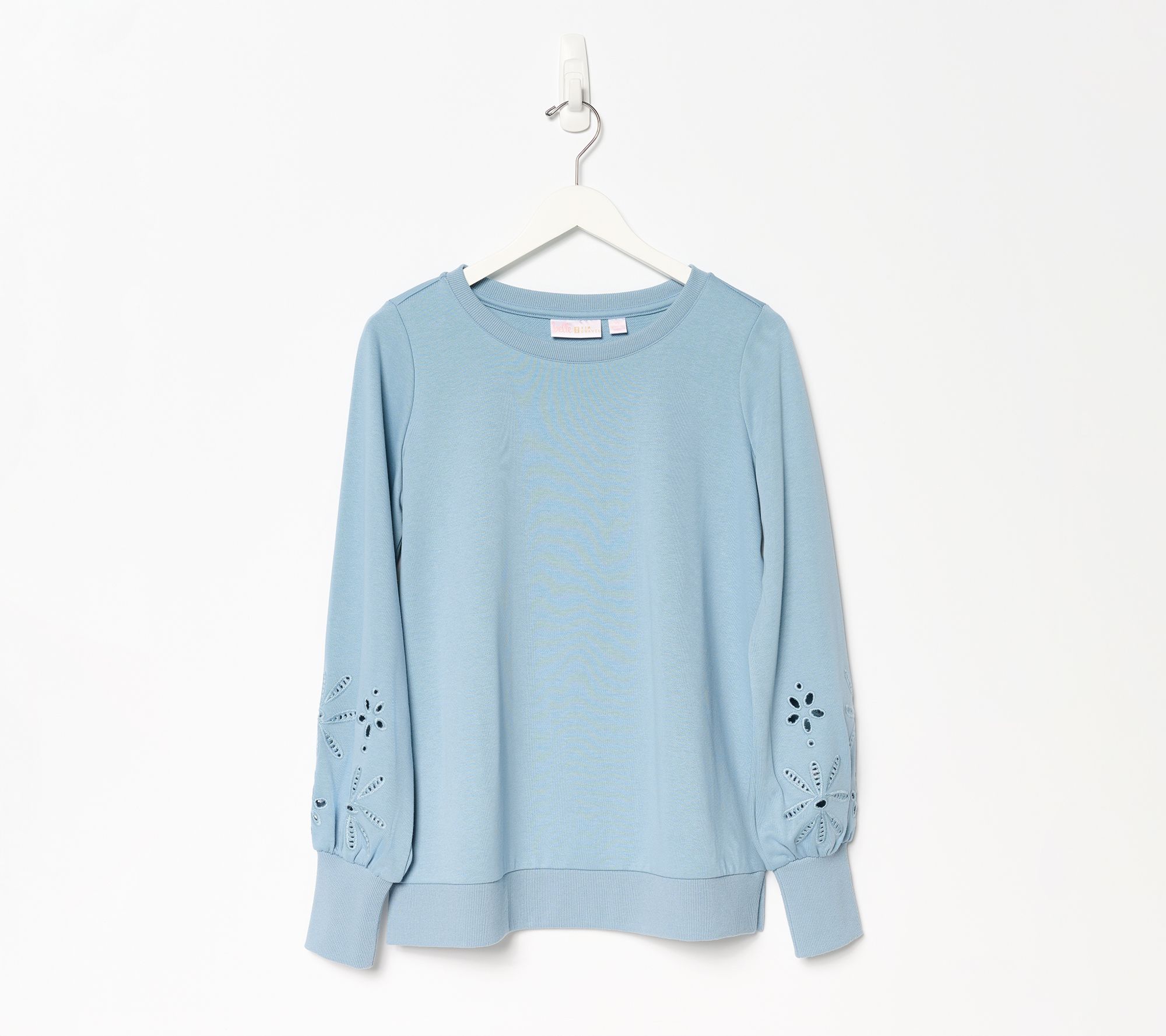 Belle by Kim Gravel Floral Eyelet Sleeve Sweatshirt