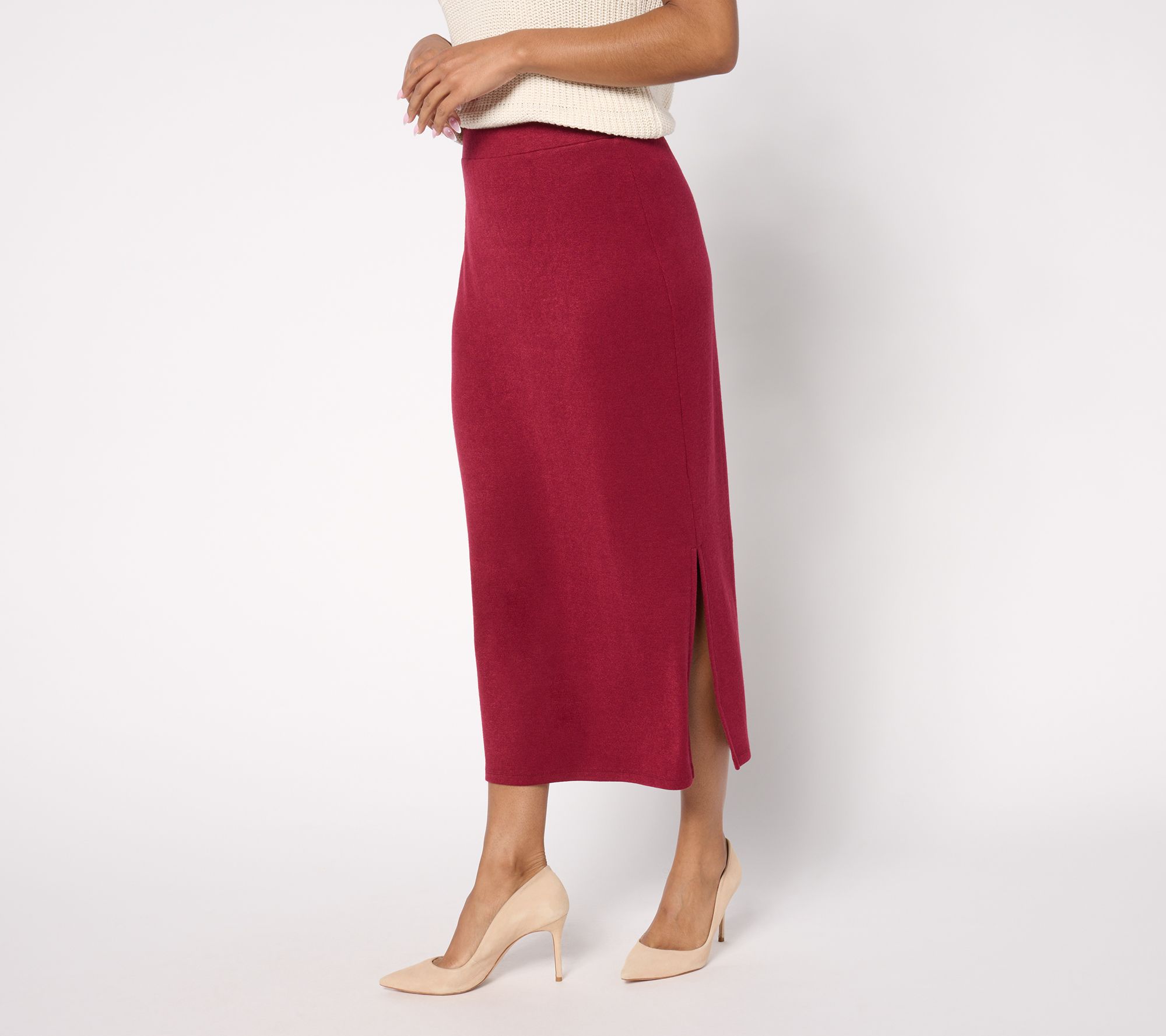 "As Is" Dennis Basso Petite Luxe Sweater Knit Long Skirt