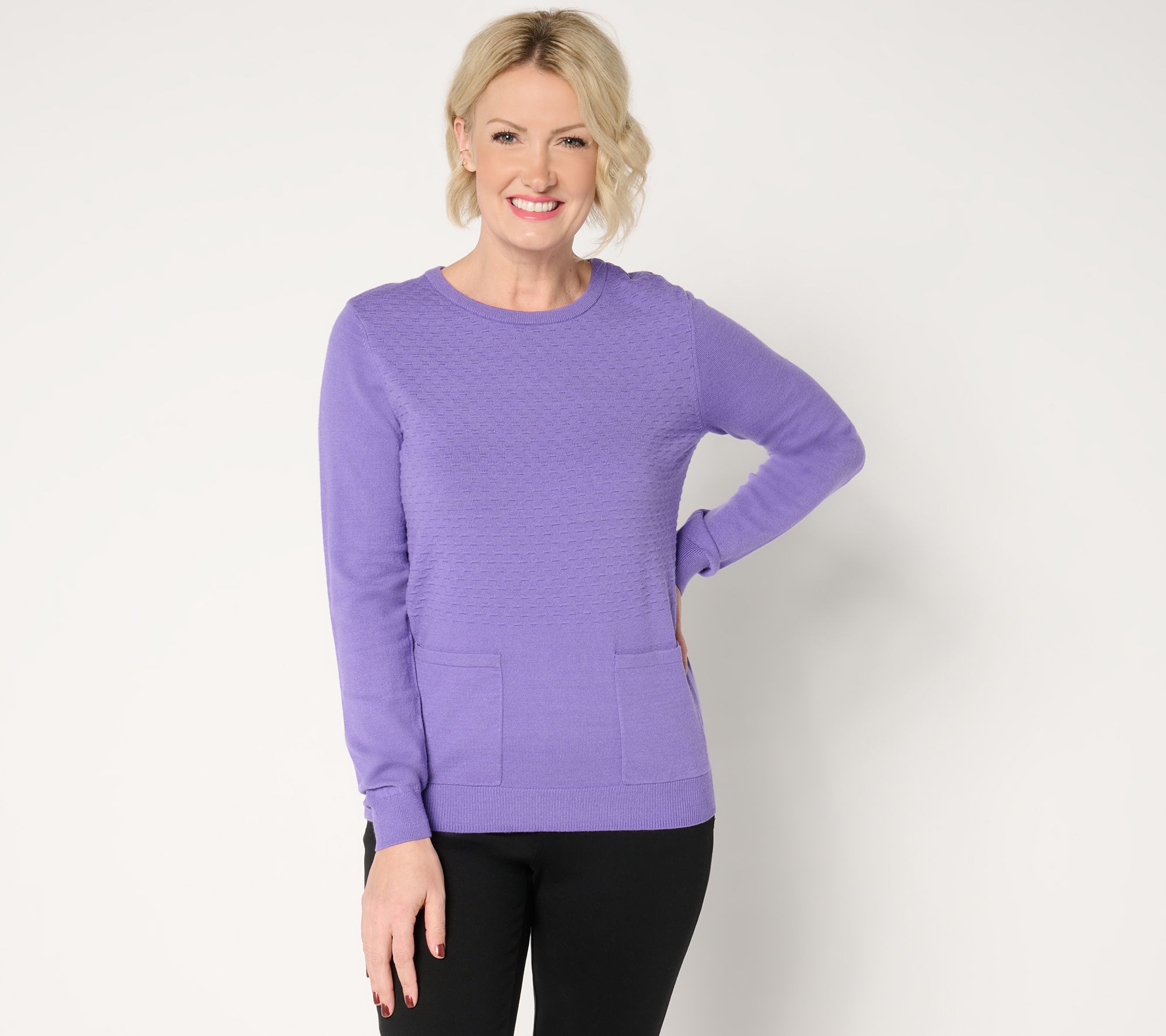 "As Is" Sport Savvy Mixed Stitch Pullover Sweater