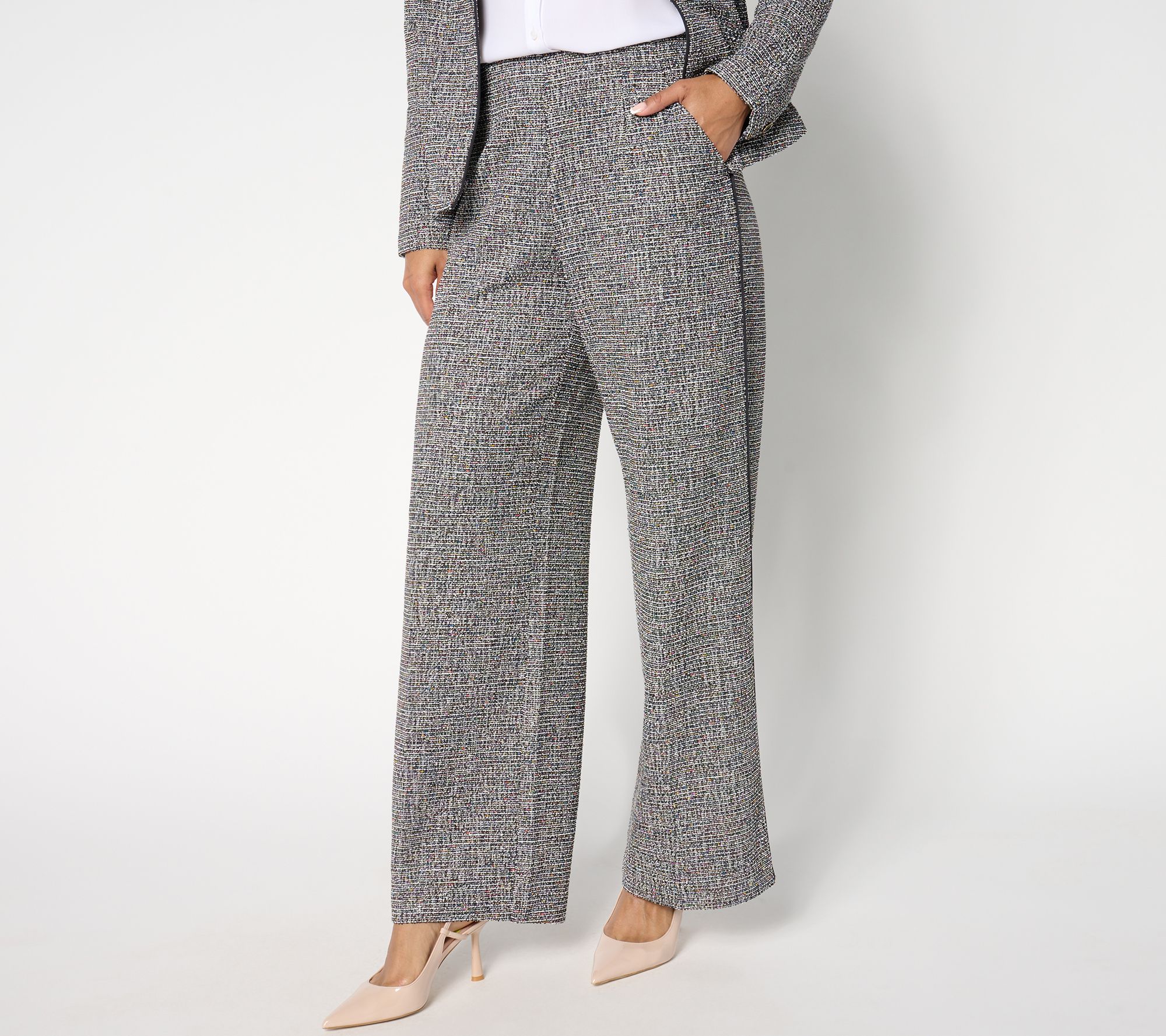"As Is" Isaac Mizrahi Live! Tall Novelty Jacquard Wide Leg Trousers