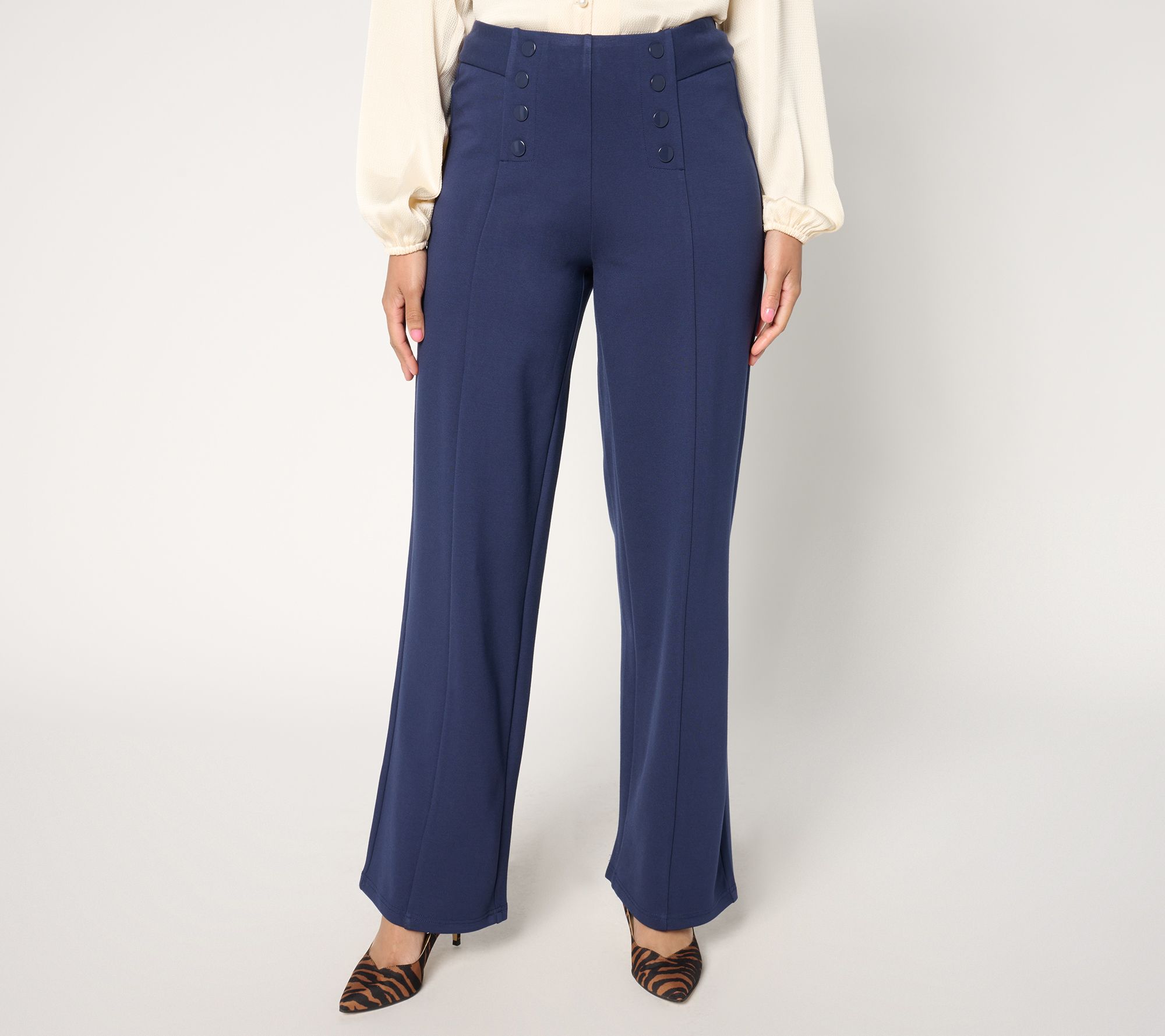 "As Is" Belle by Kim Gravel Petite Resort Ready Ponte Wide Leg Pant