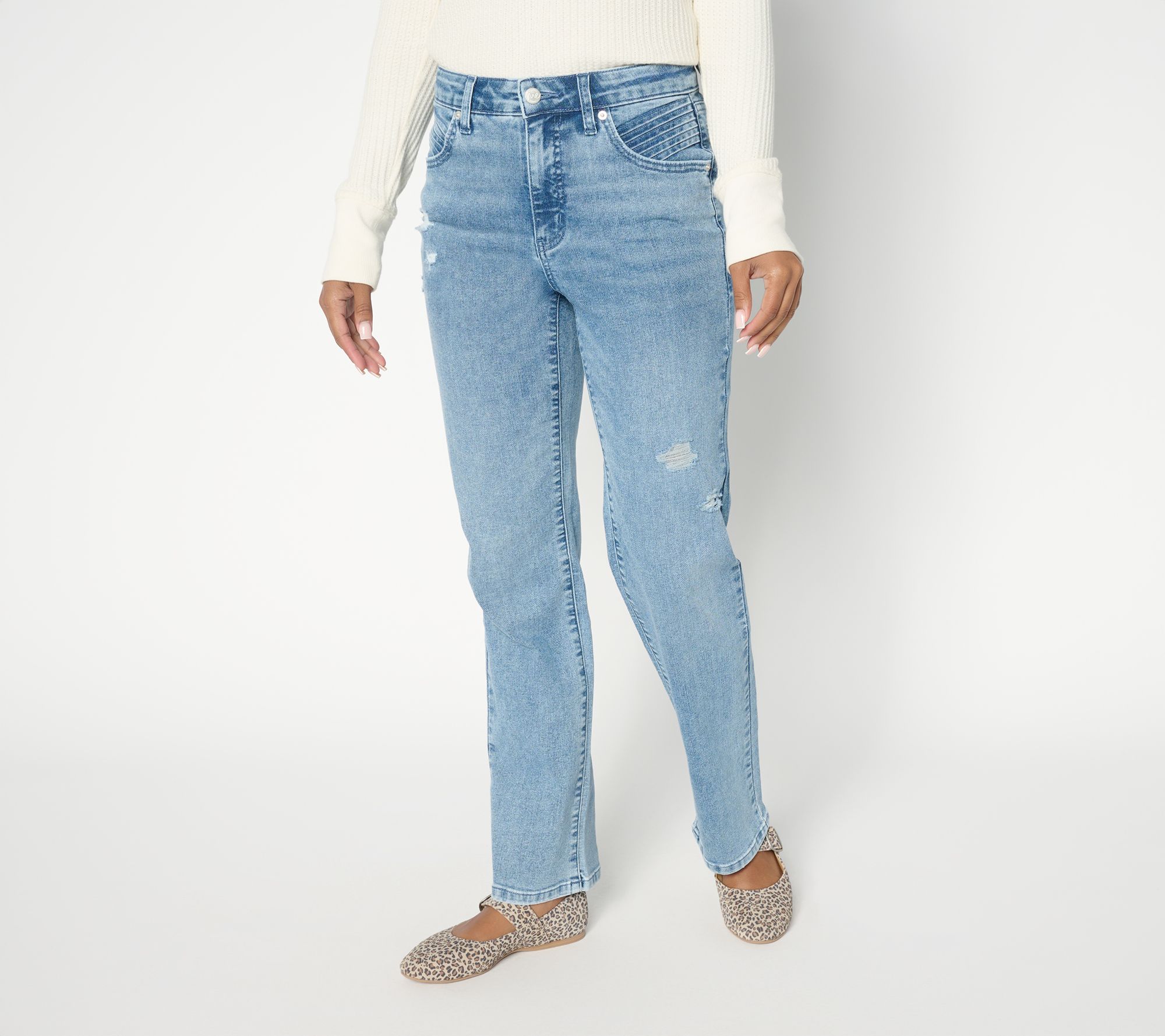 Me by Jennie Garth Regular Distressed Jeans- Indigo
