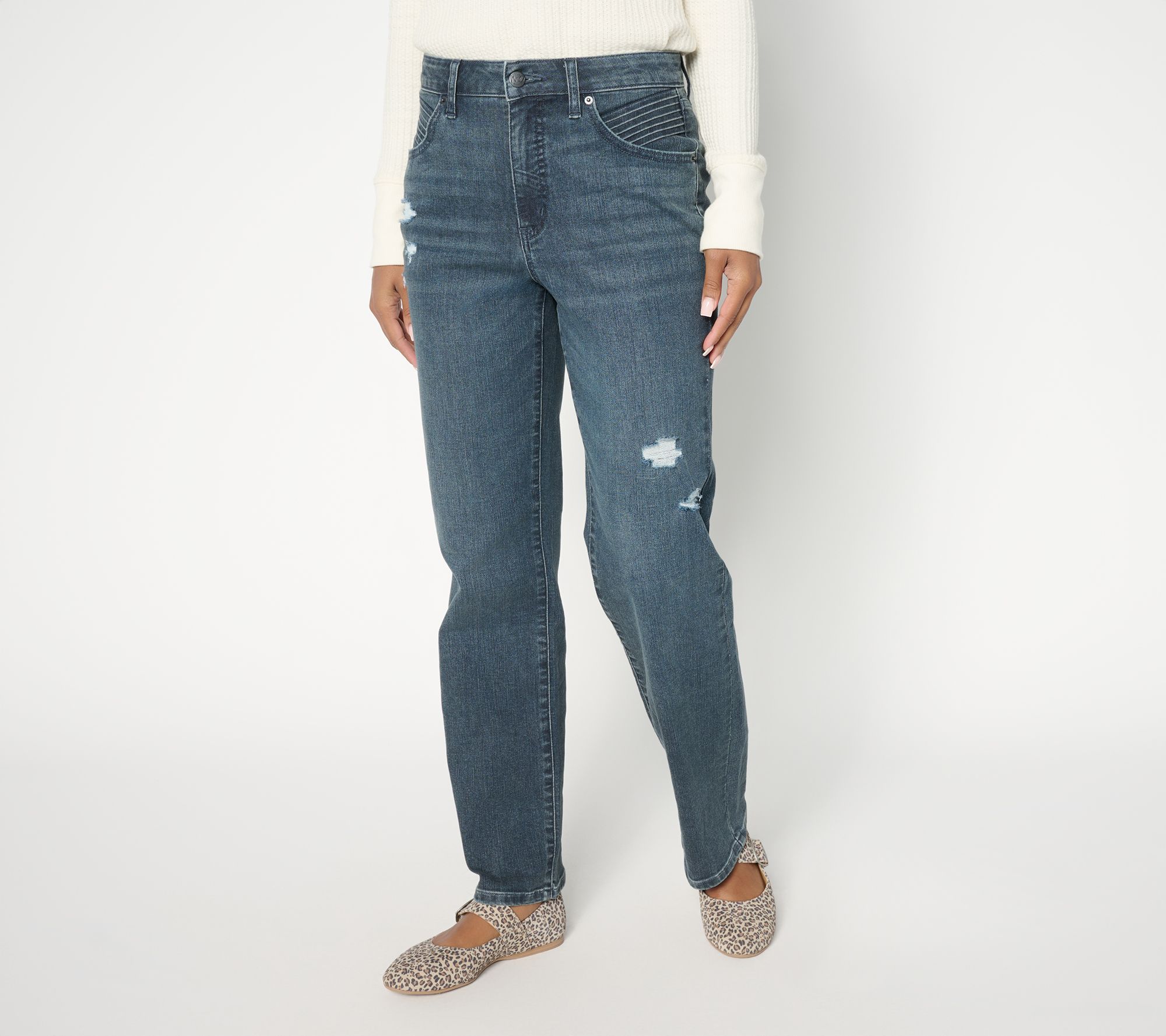 Me by Jennie Garth Regular Distressed Jeans- Indigo