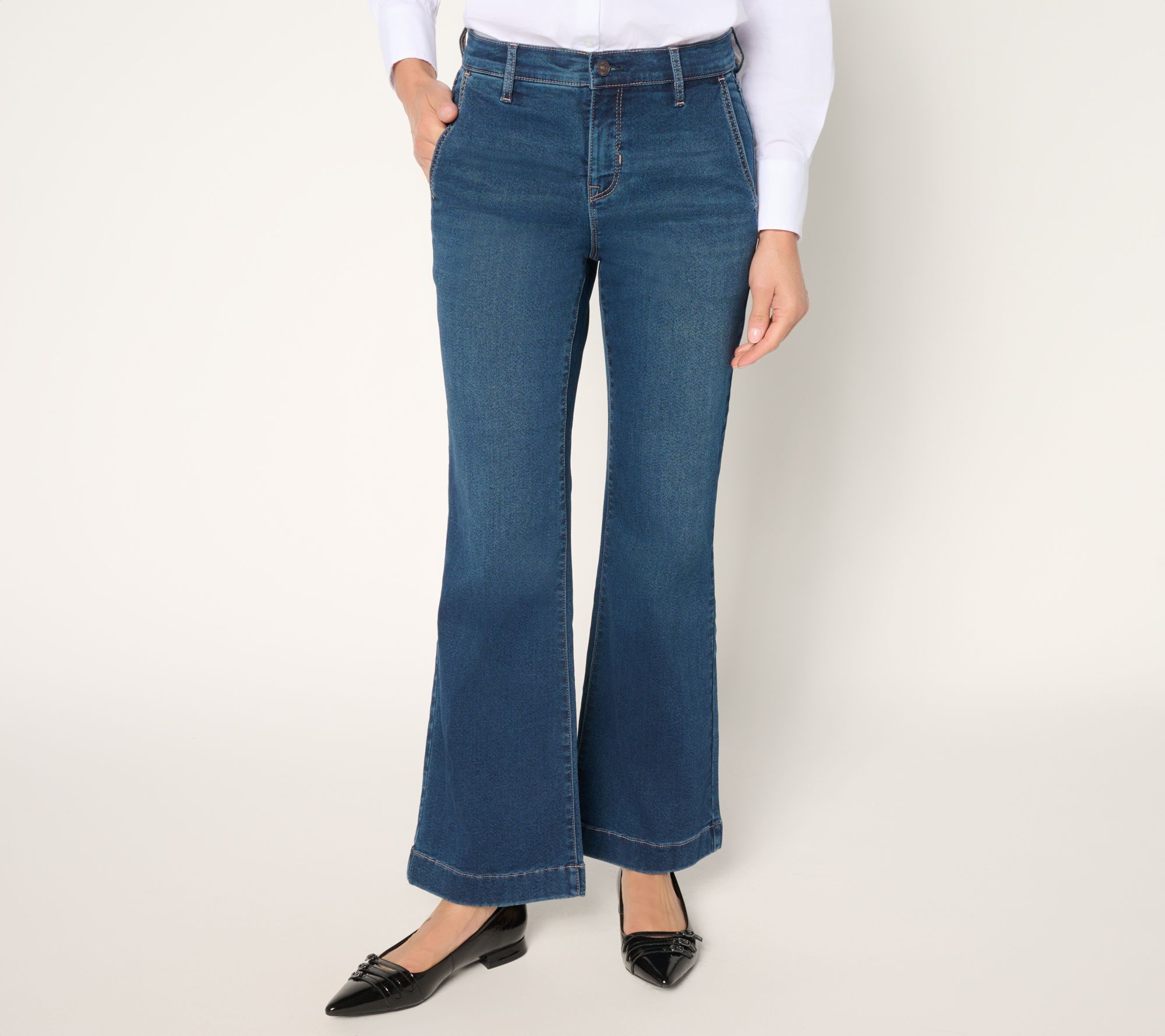 nicole by Nicole Miller Petite Dream Denim Flare Trouser