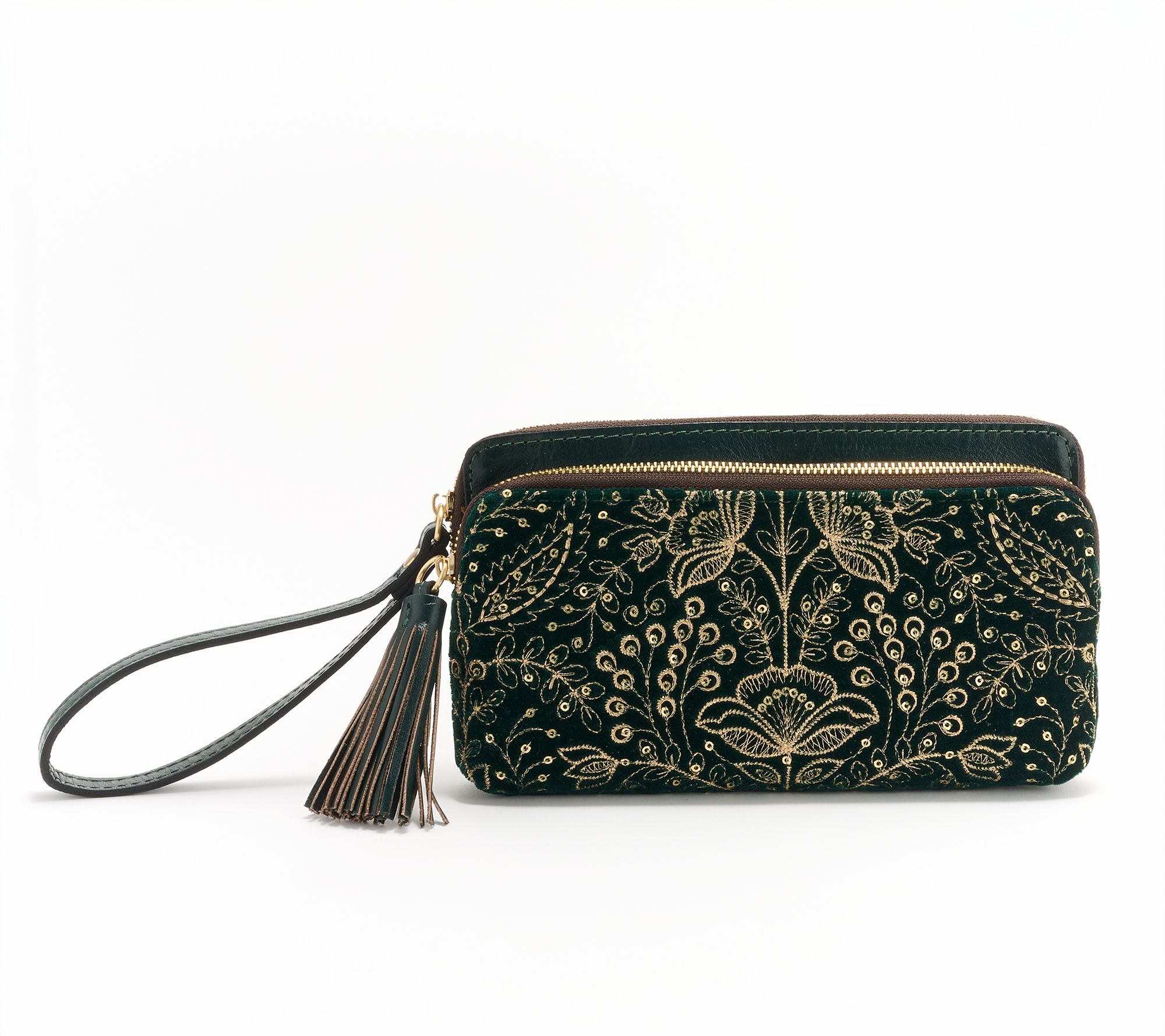 Patricia Nash Titto Embellished Velvet Wristlet